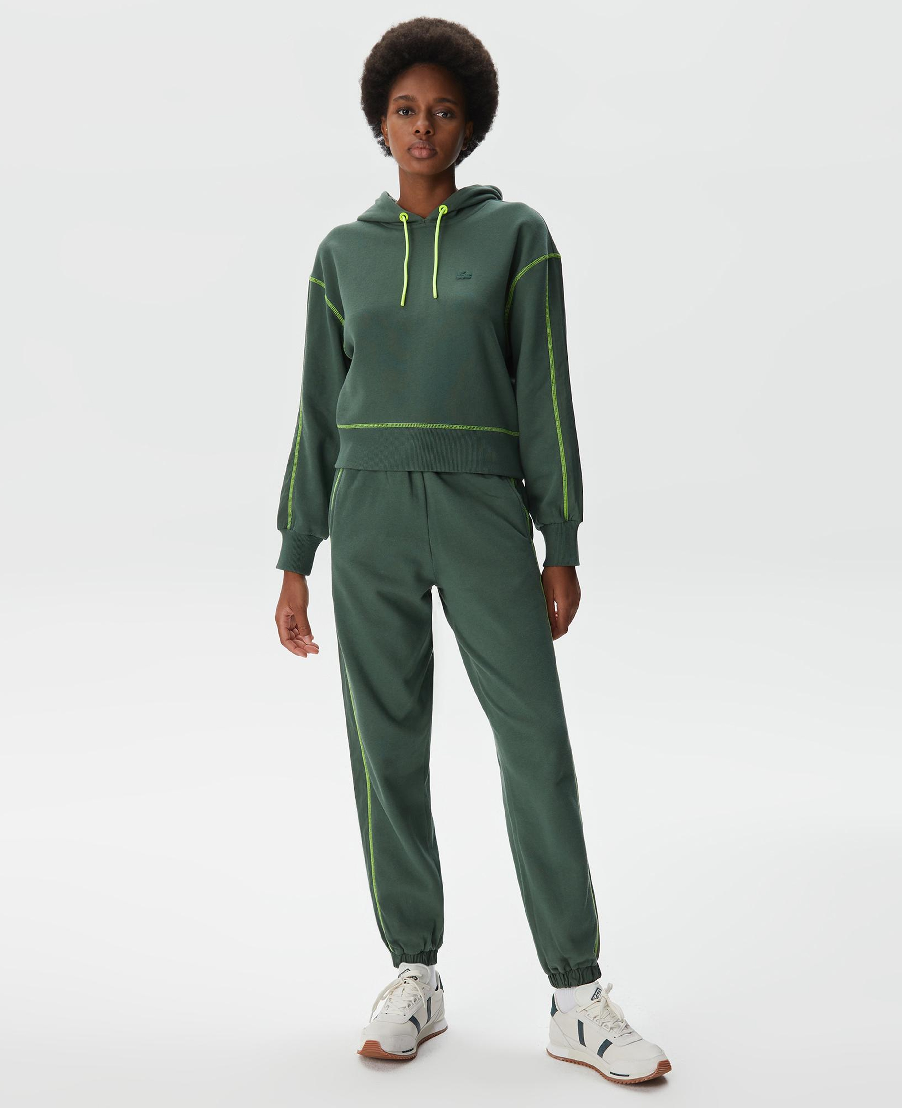 Kadın Relaxed Fit Kapüşonlu Renk Bloklu Haki Sweatshirt