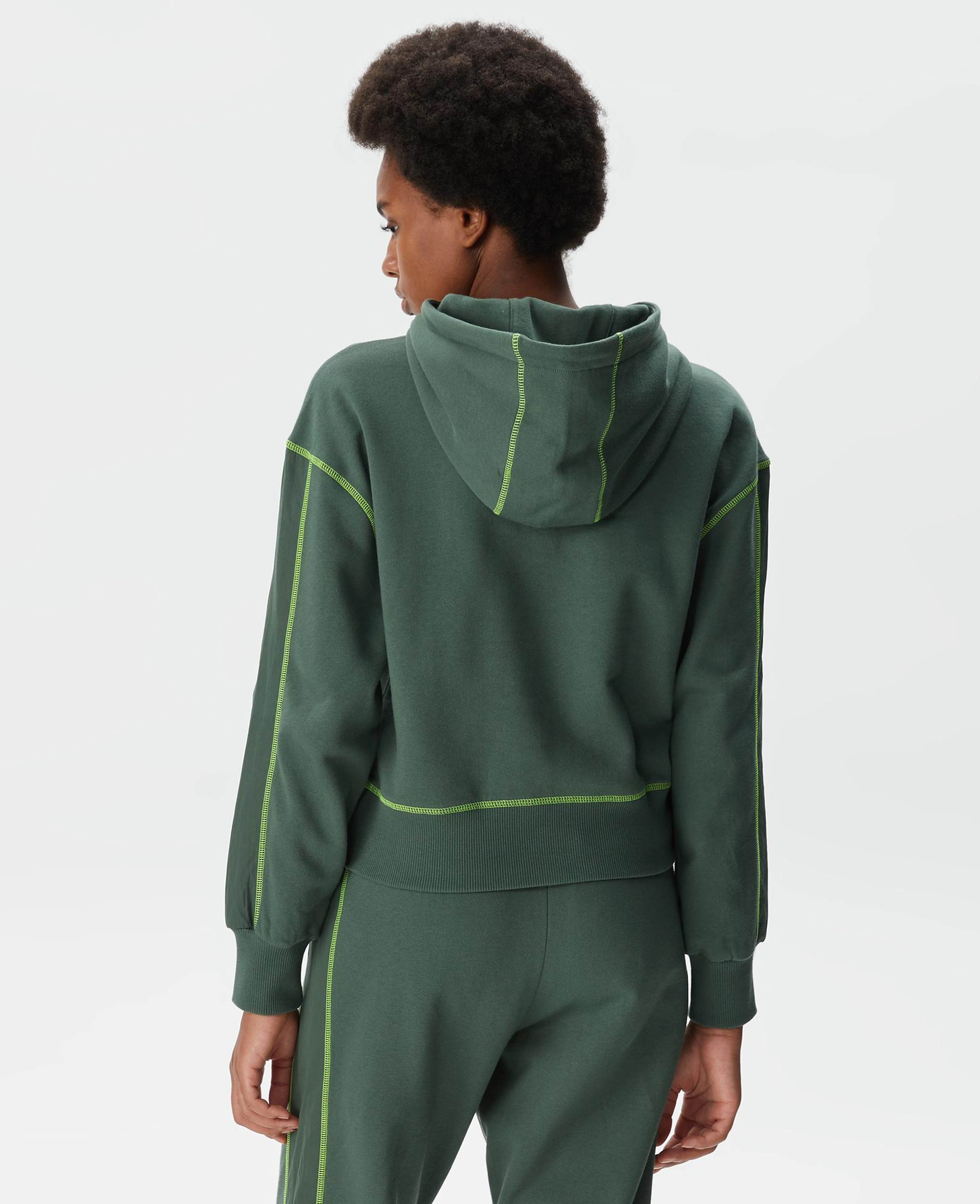 Kadın Relaxed Fit Kapüşonlu Renk Bloklu Haki Sweatshirt