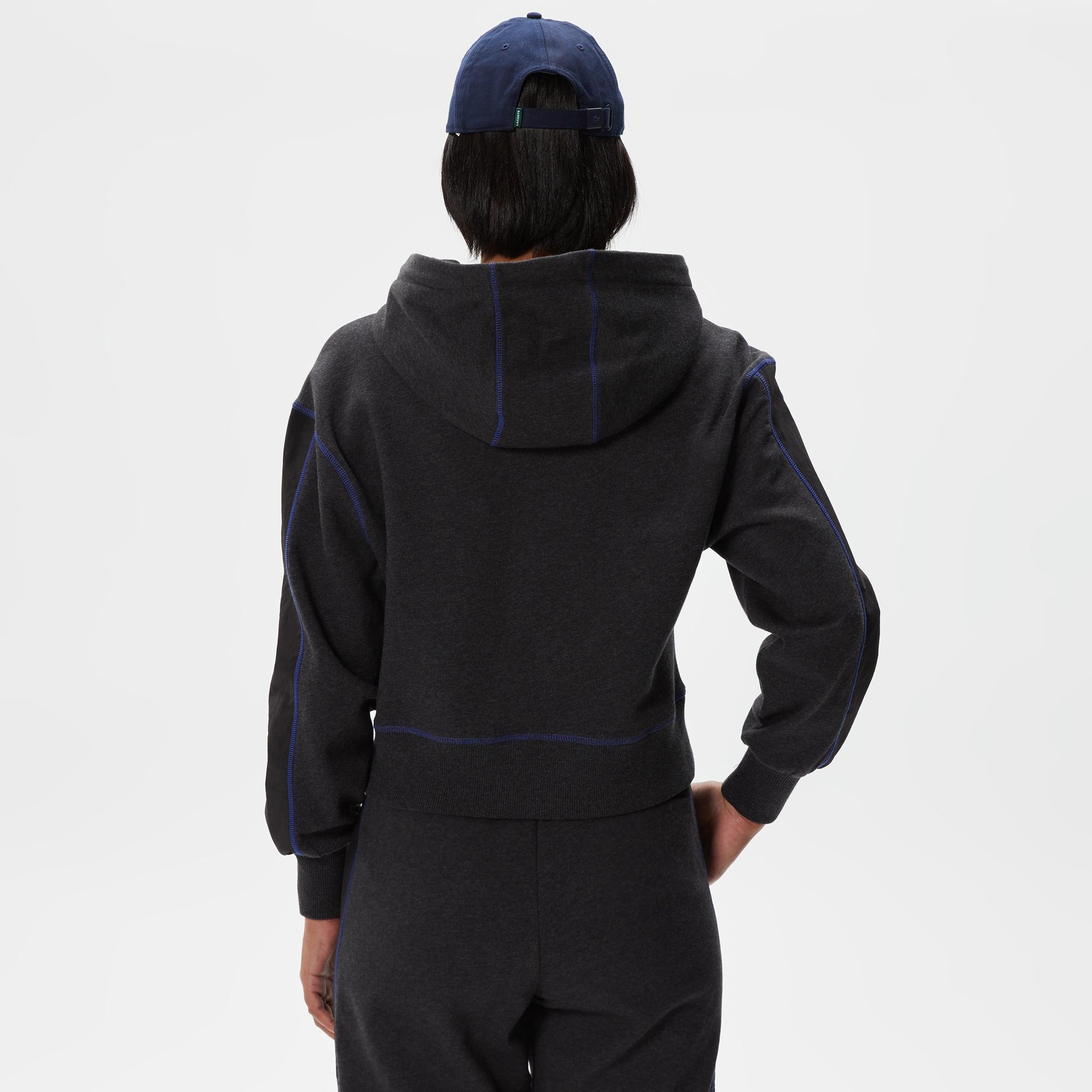 Kadın Relaxed Fit Kapüşonlu Renk Bloklu Siyah Sweatshirt