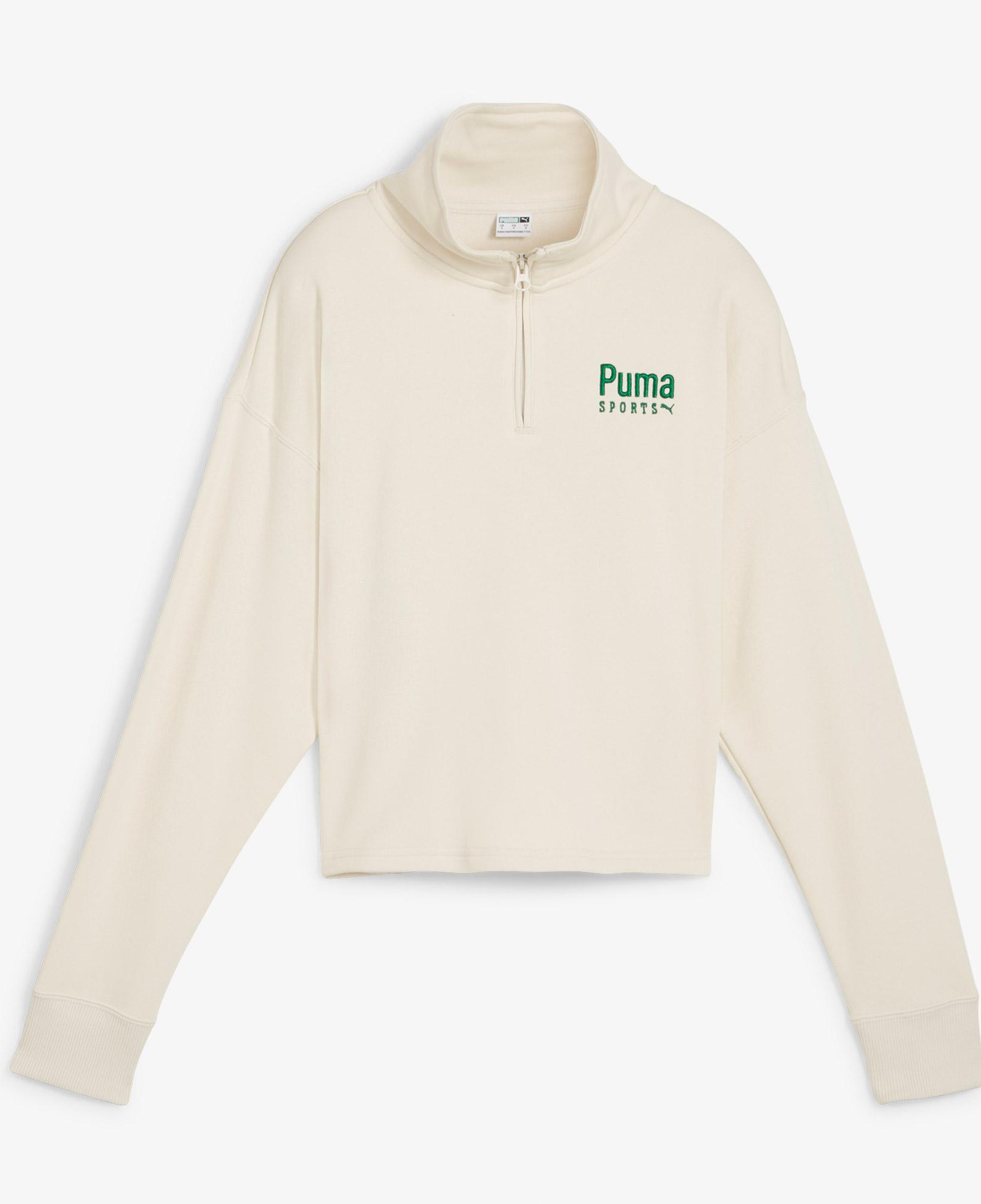Puma Team Half Zip Crew Kadın Bej Sweatshirt