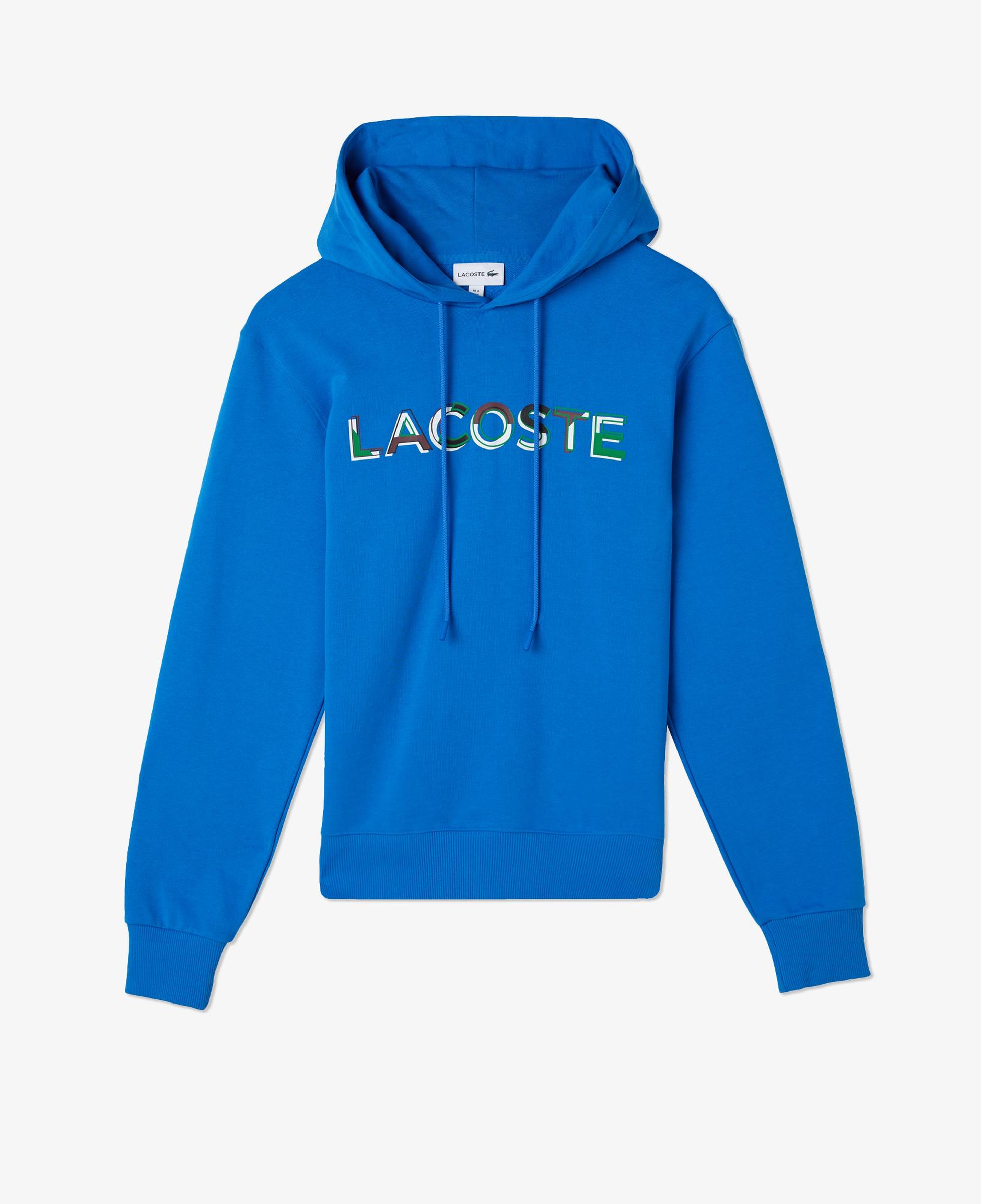 Erkek Regular Fit Kapüşonlu Baskılı Mavi Sweatshirt