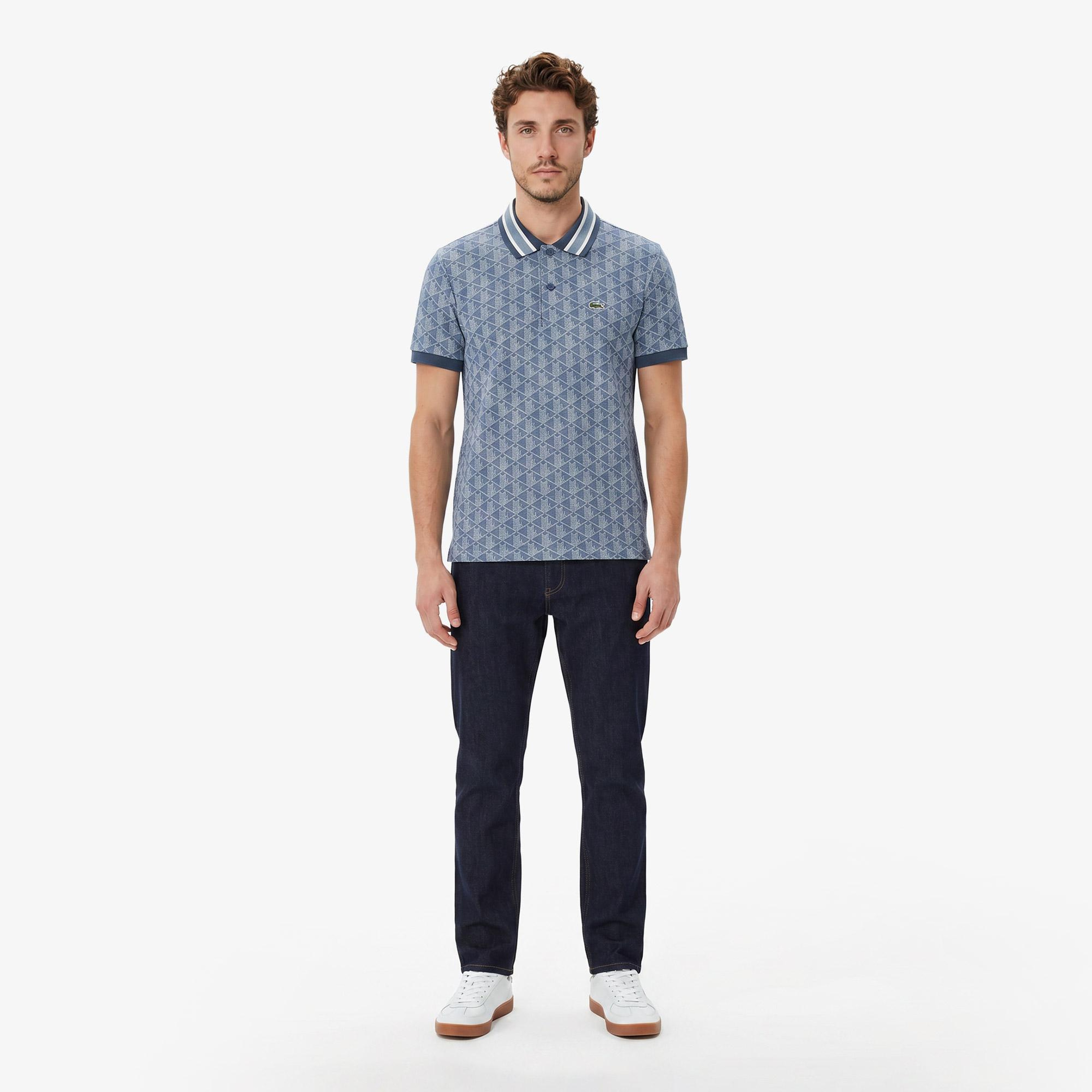Lacoste Erkek Classic Fit Monogram Mavi Polo