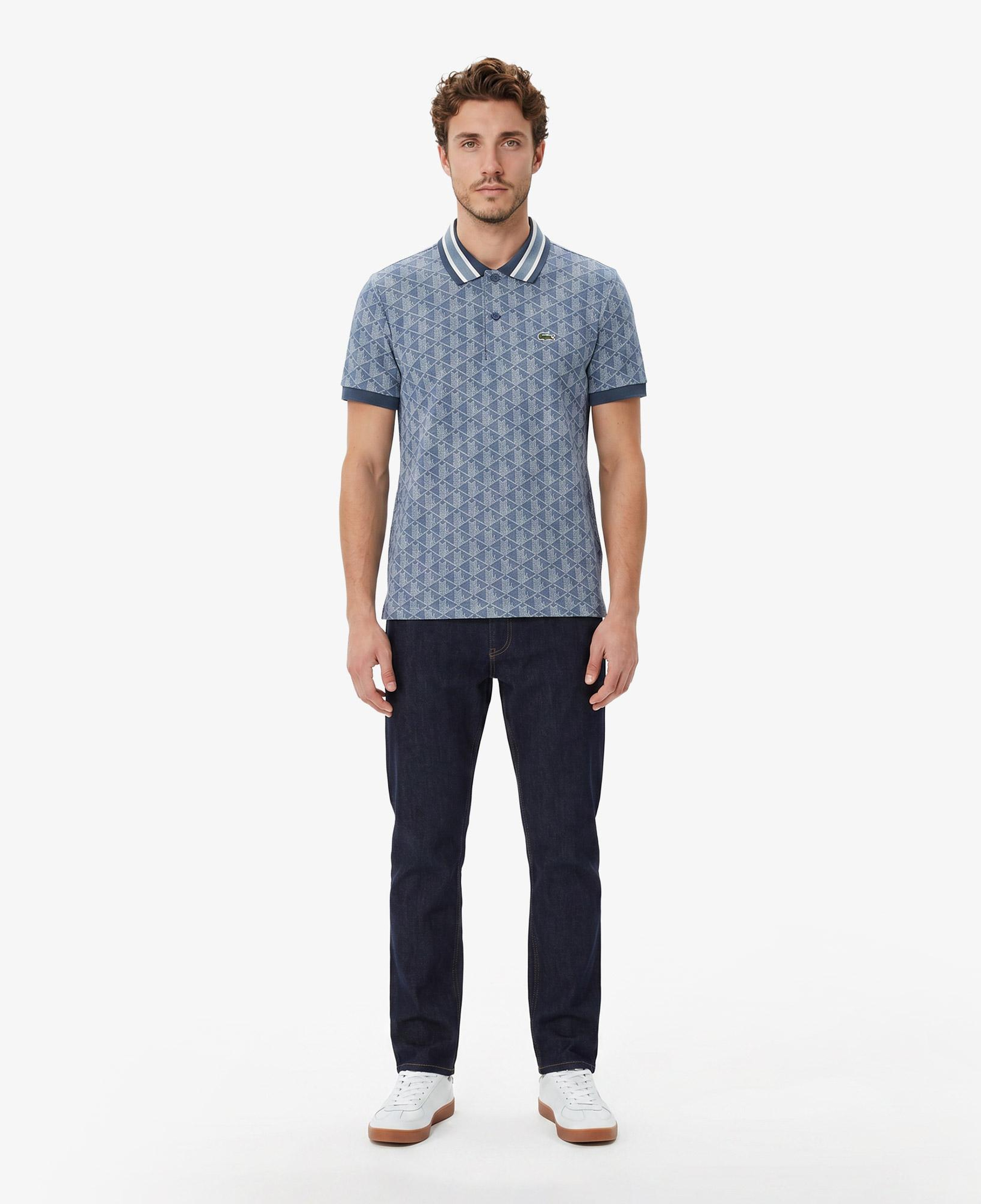 Lacoste Erkek Classic Fit Monogram Mavi Polo