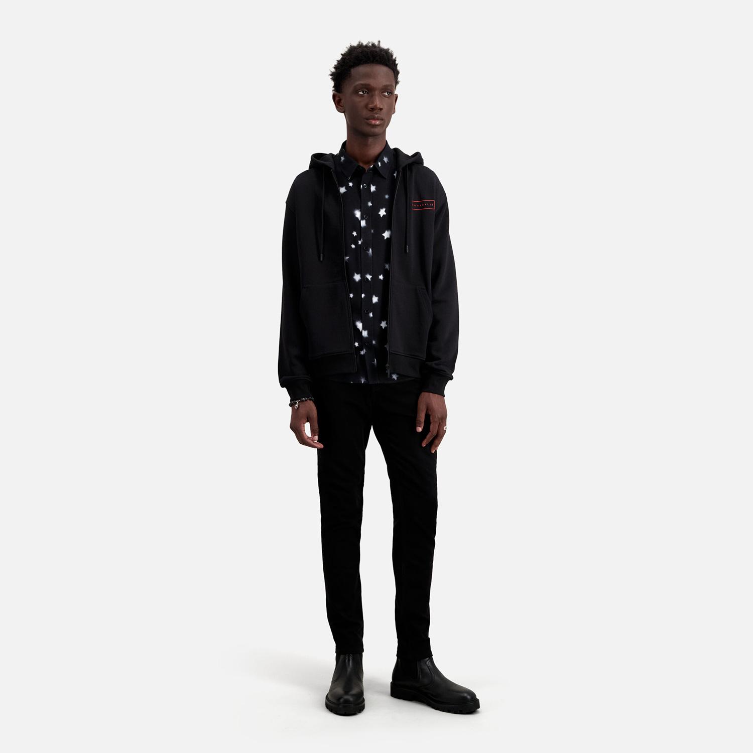 ERKEK KAPÜŞONLU SİYAH SWEATSHIRT