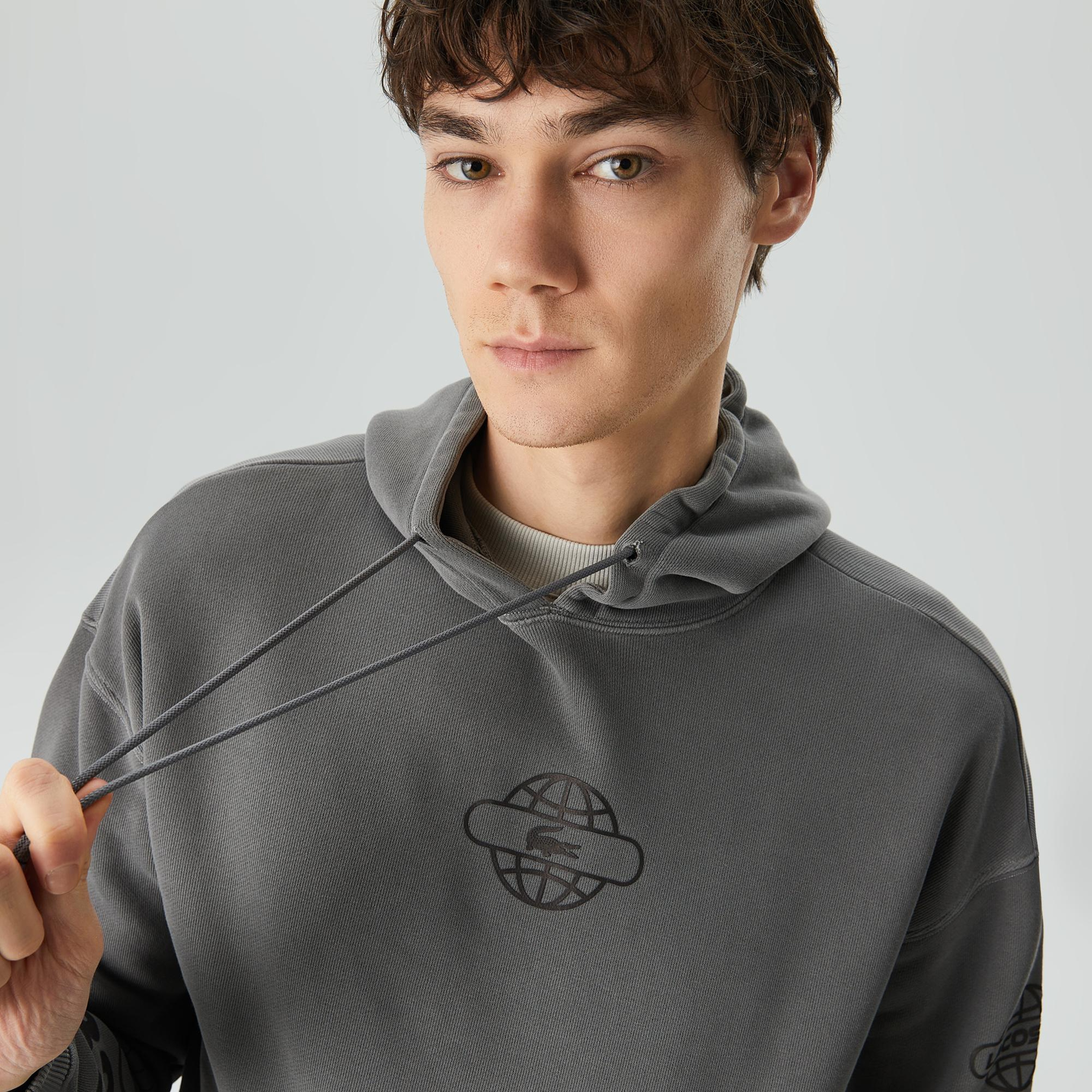 Lacoste House of SuperStep X Lacoste Erkek Gri Hoodie