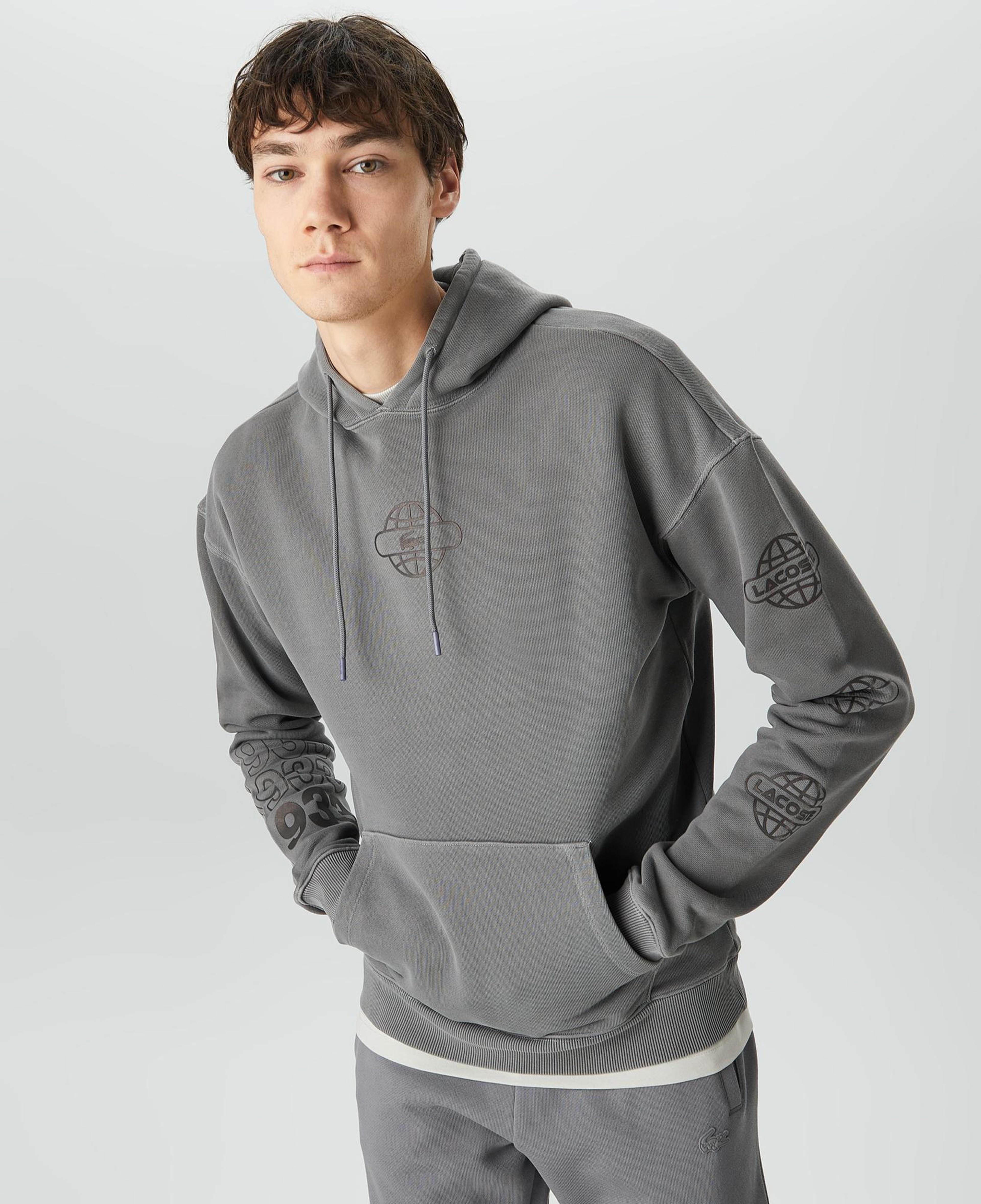 Lacoste House of SuperStep X Lacoste Erkek Gri Hoodie