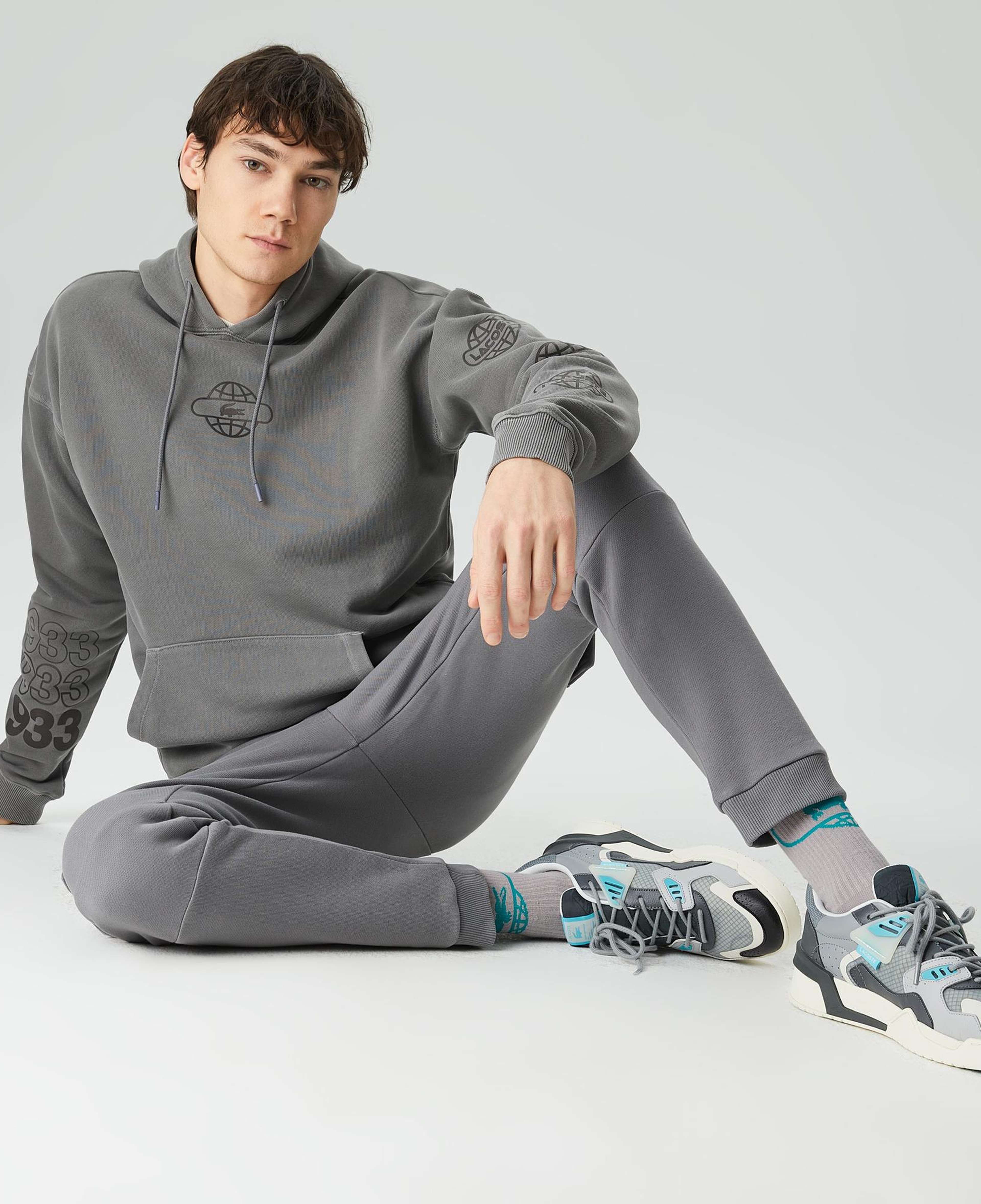 Lacoste House of SuperStep X Lacoste Erkek Gri Hoodie