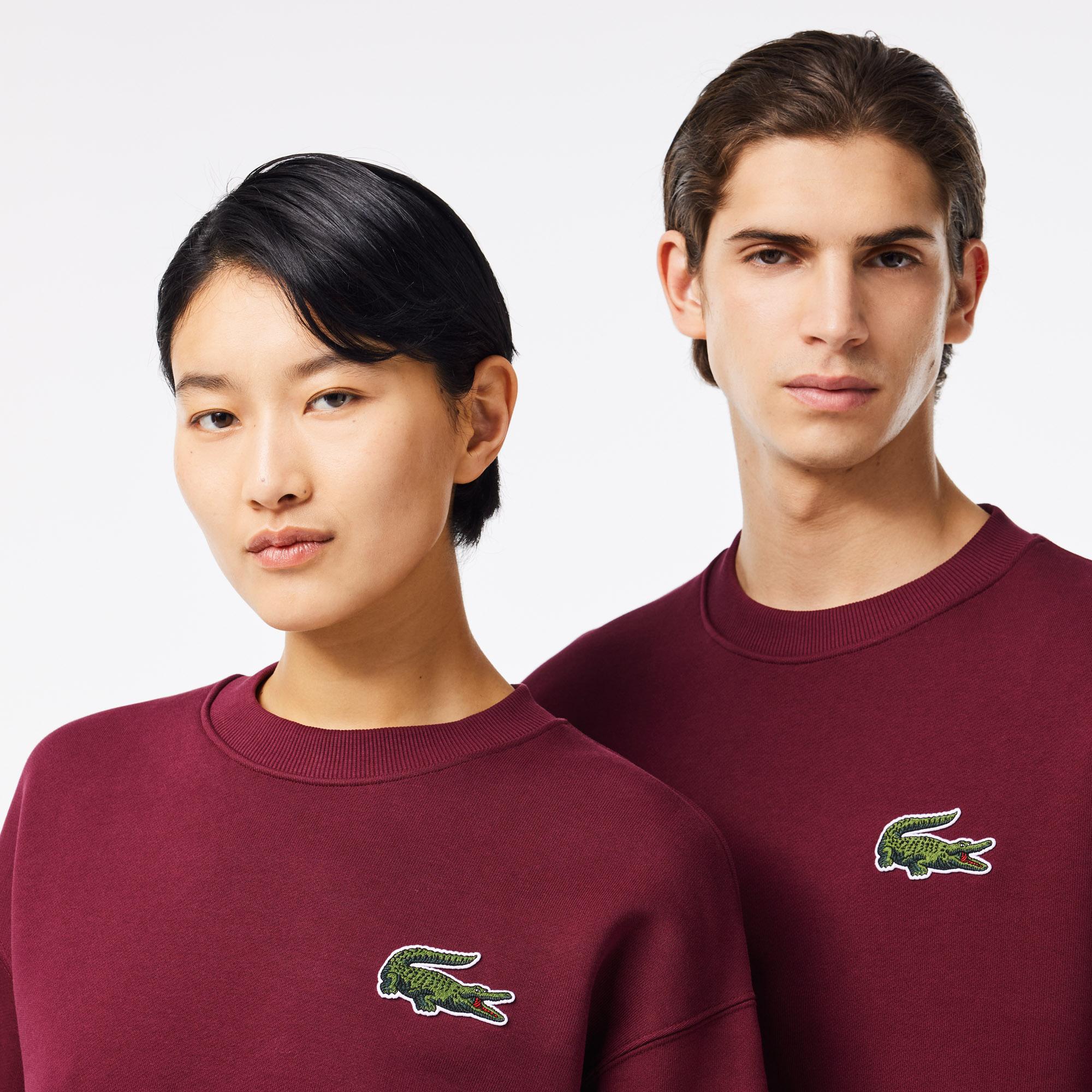 Unisex Loose Fit Bisiklet Yaka Bordo Sweatshirt