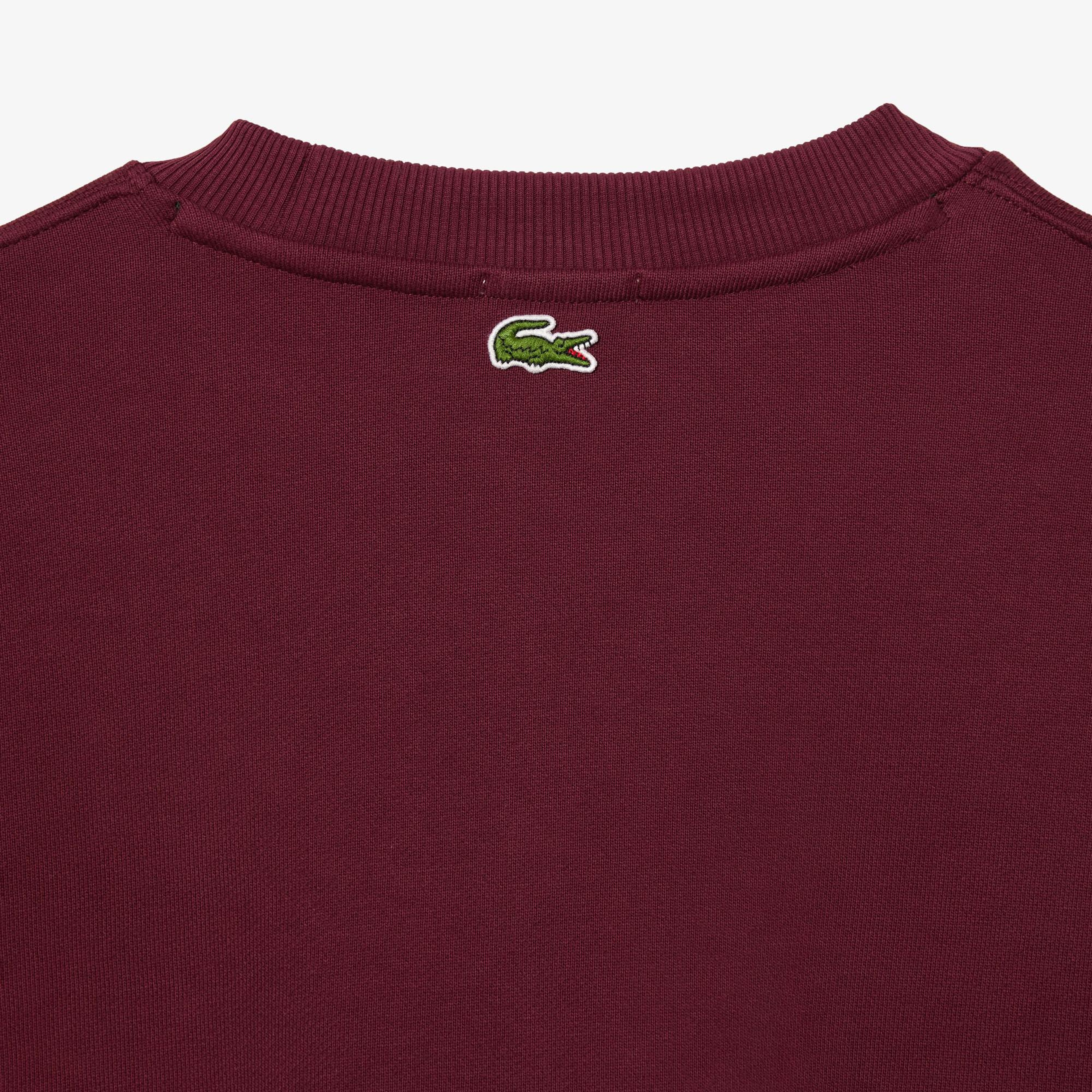 Unisex Loose Fit Bisiklet Yaka Bordo Sweatshirt