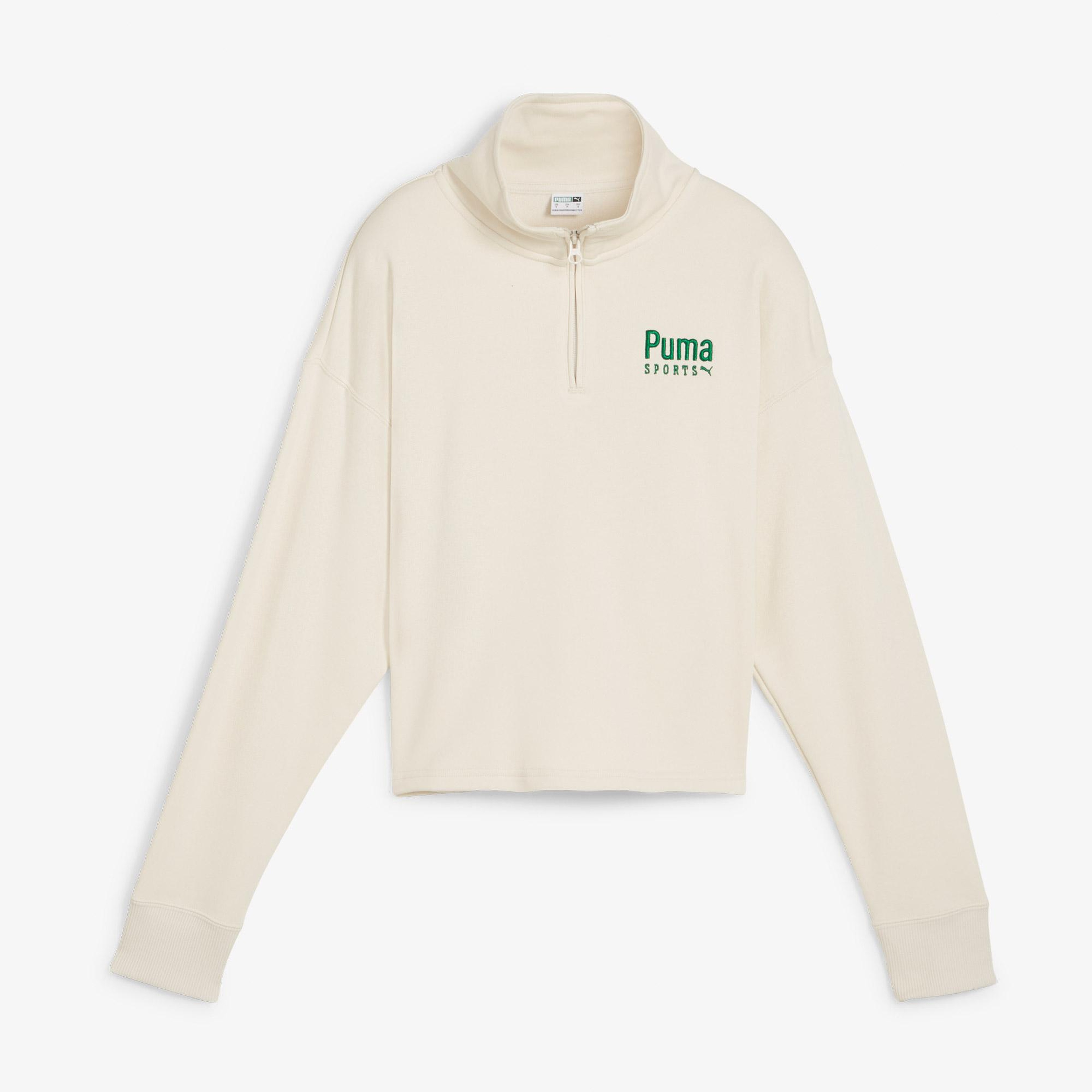 Puma Team Half Zip Crew Kadın Bej Sweatshirt