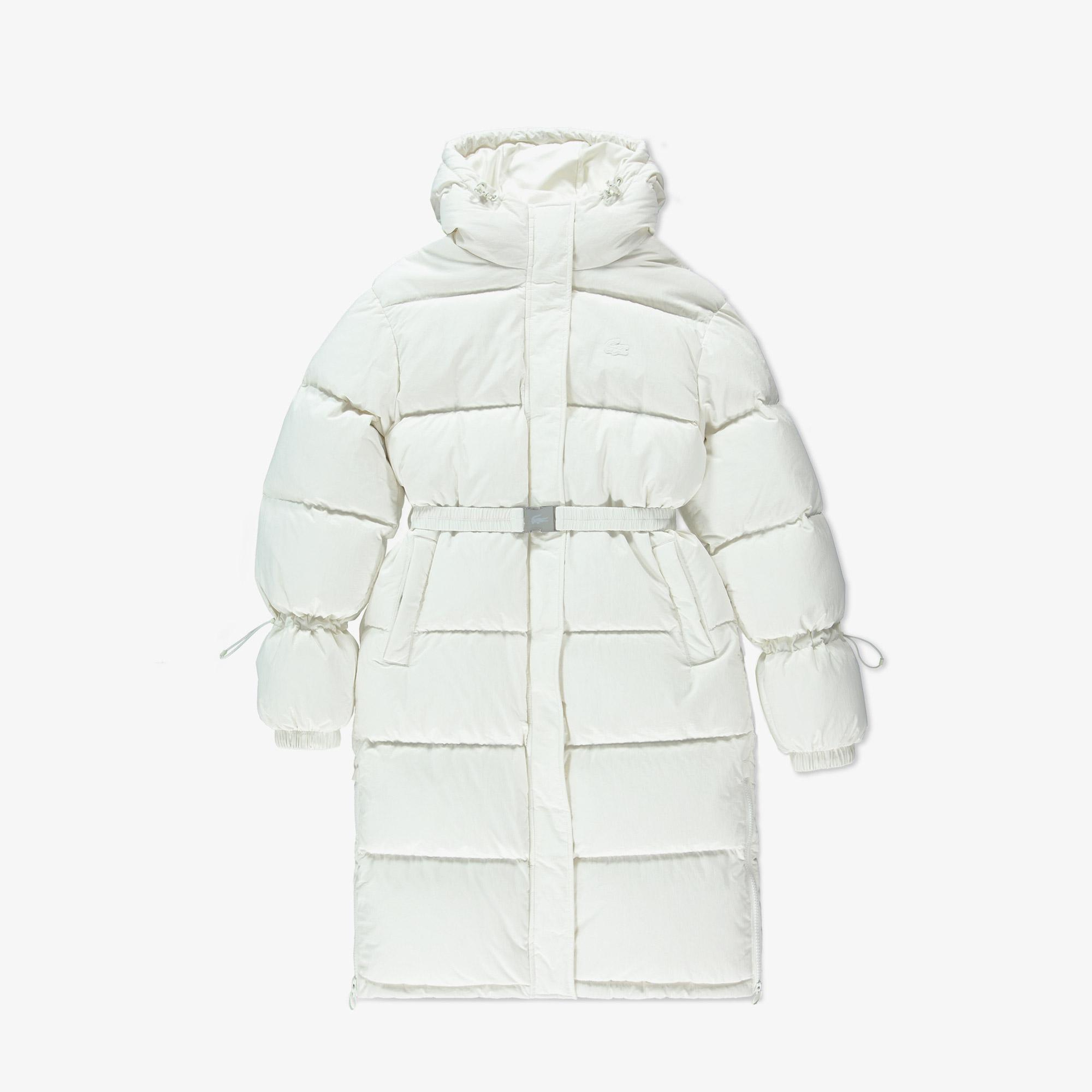 Lacoste Kadın Kapüşonlu Beyaz Mont