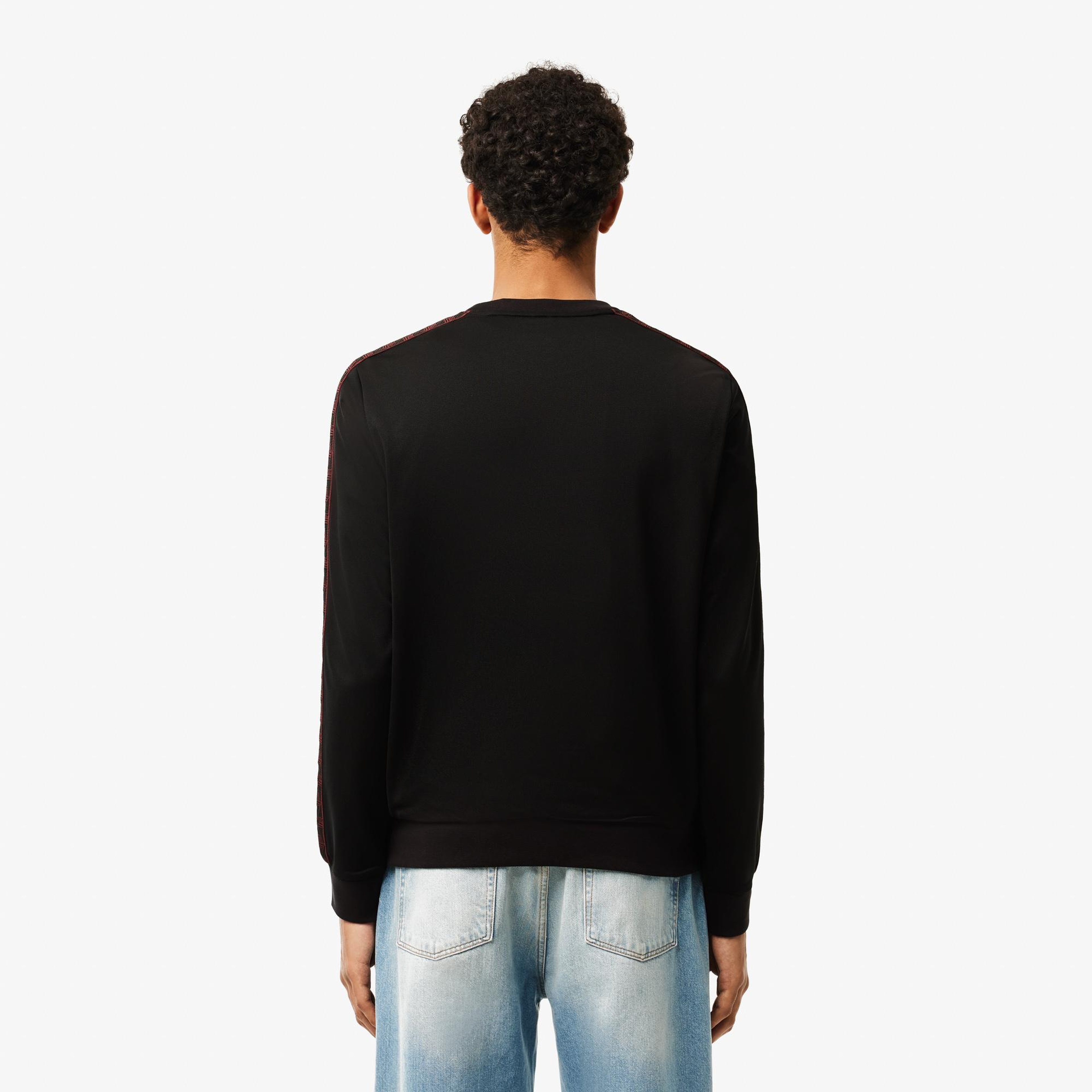 Erkek Classic Fit Bisiket Yaka Baskılı Siyah Sweatshirt