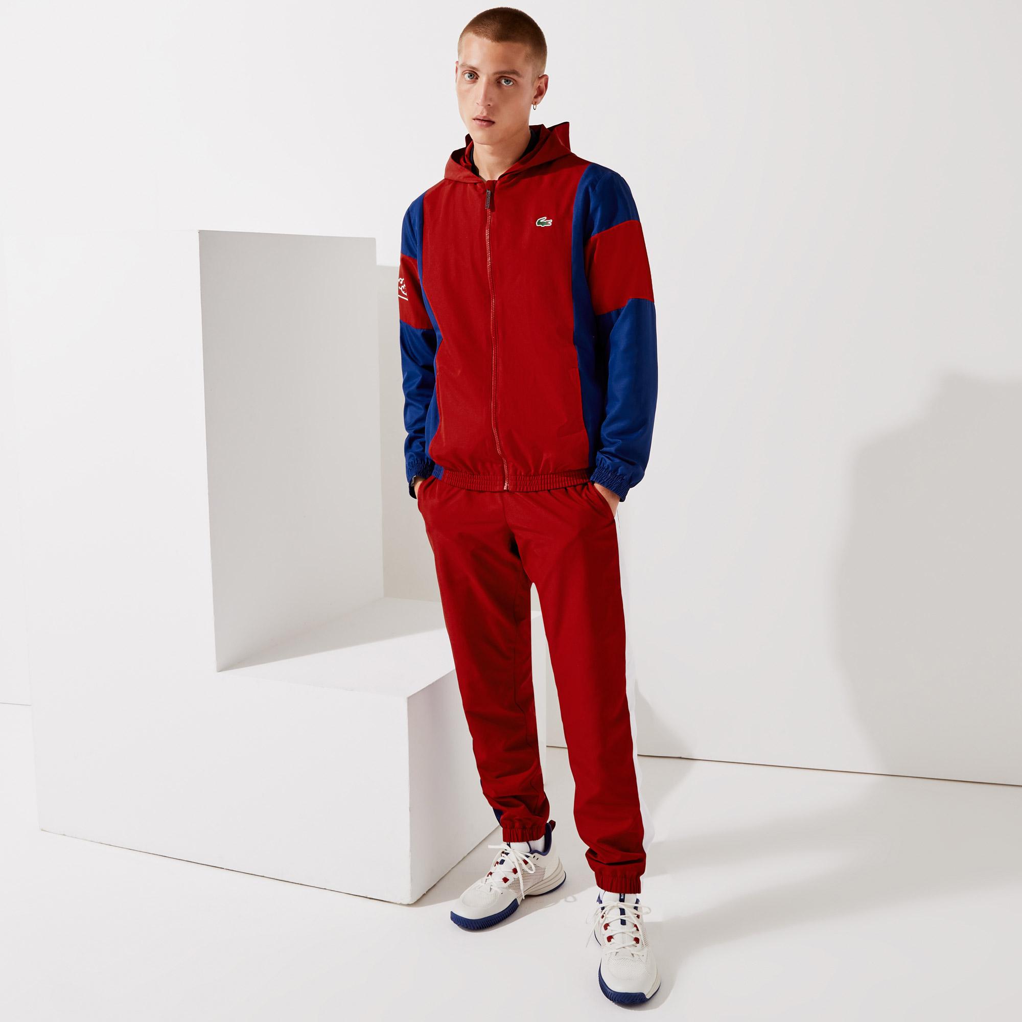 Lacoste SPORT Erkek Regular Fit Kapüşonlu Renk Bloklu Bordo Ceket