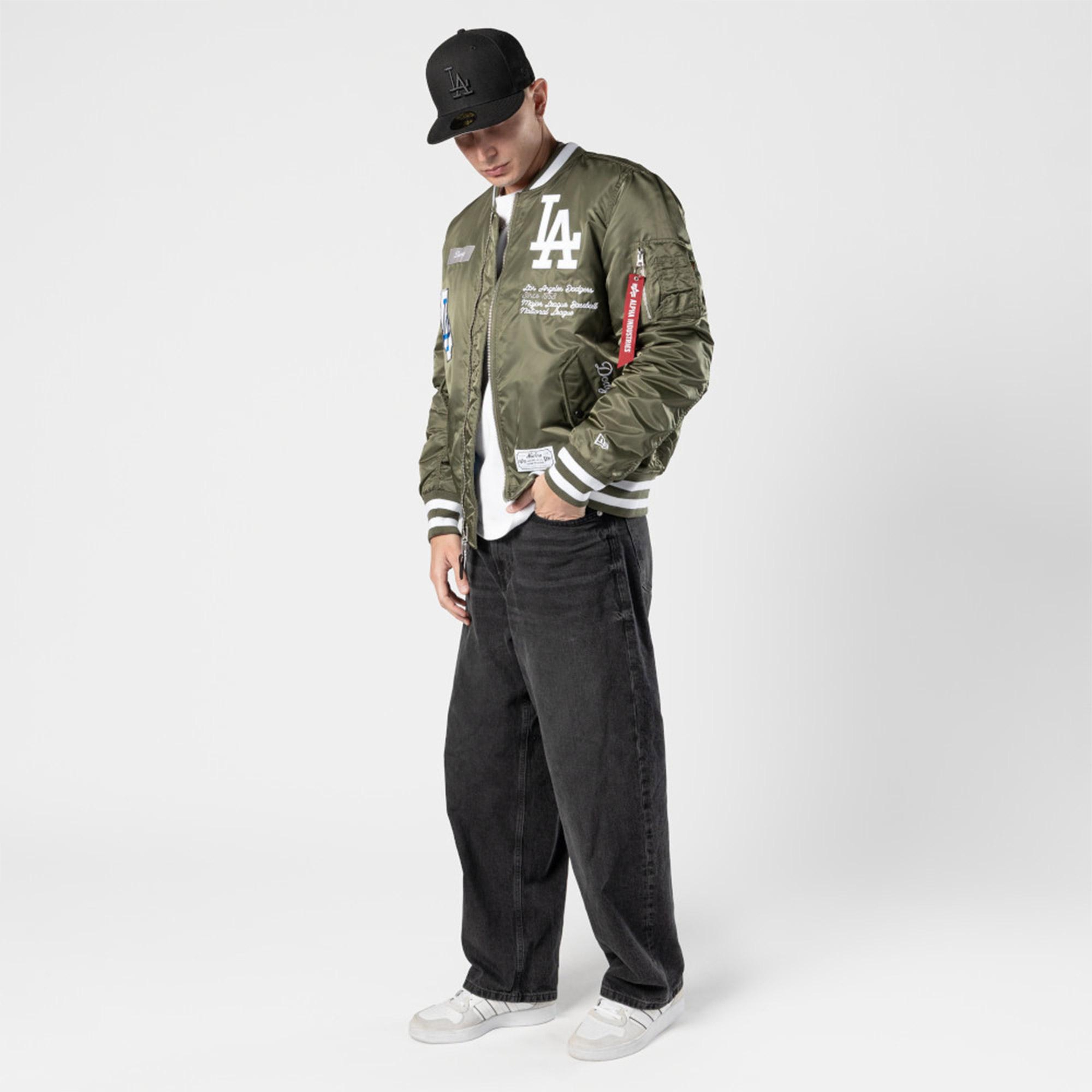 Alpha Industries x New Era LA Dodgers MA-1 Bomber Erkek Yeşil Mont