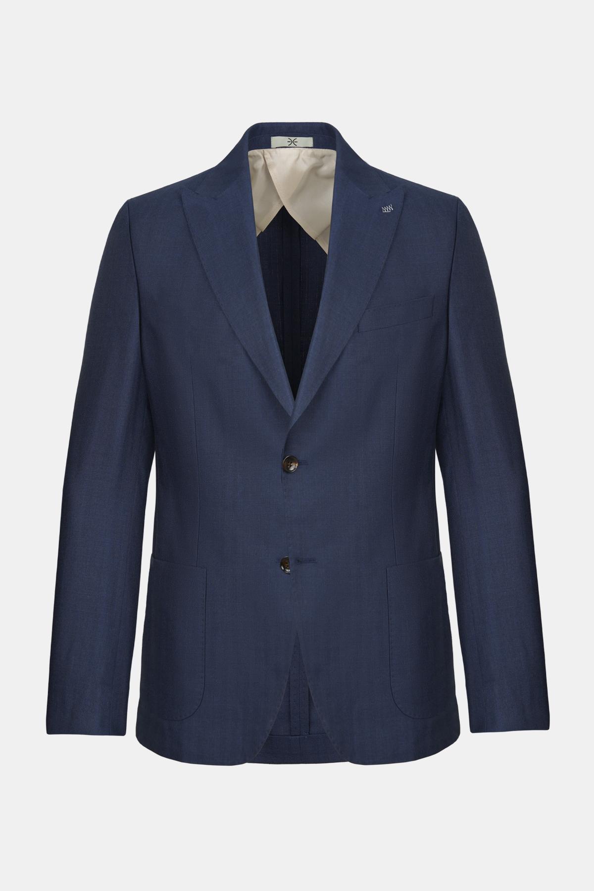 Erkek Lacivert Loro Piana Kumaşıyla Üretilmiş Yün Karışımlı Ceket
