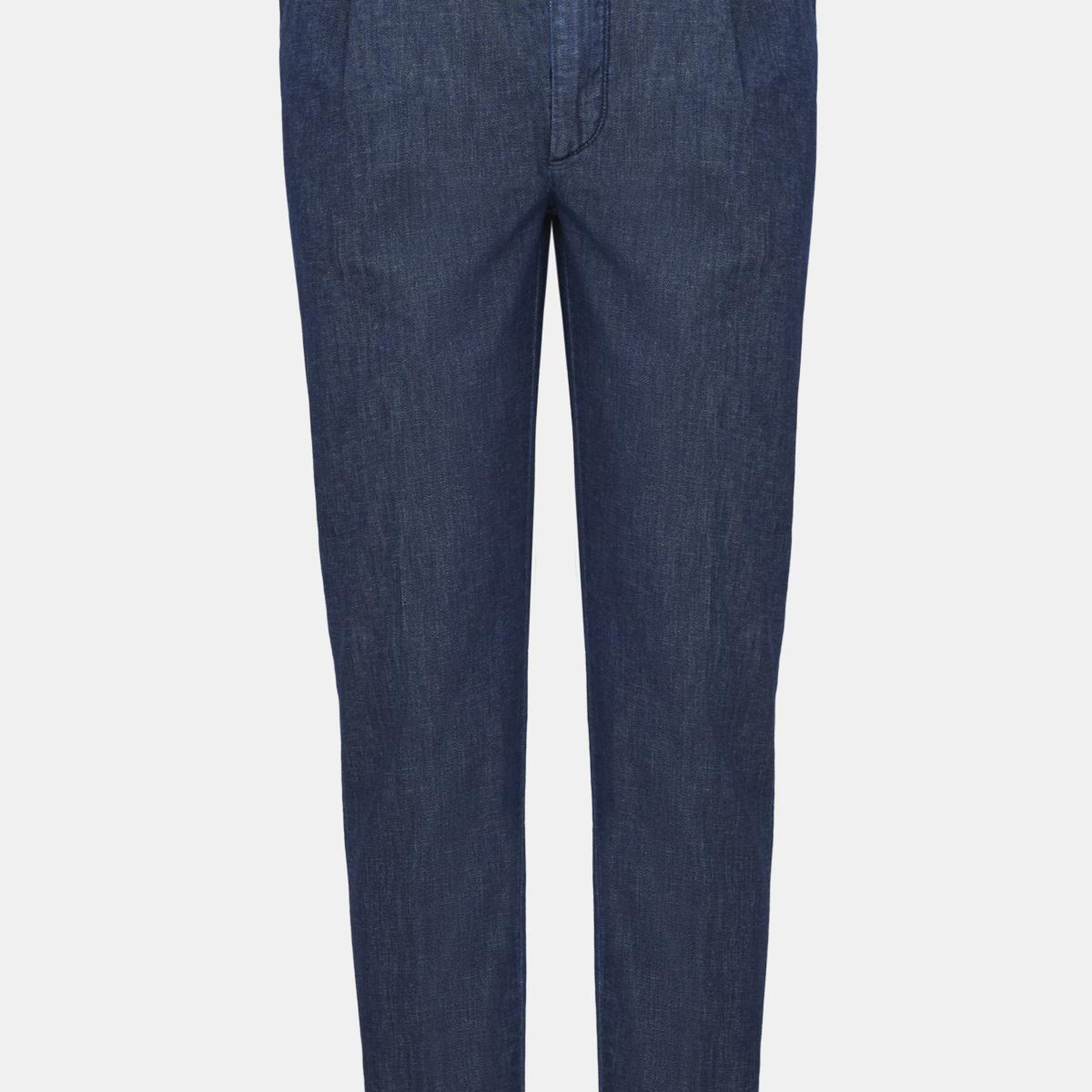 Erkek Lacivert Keten Karışımlı Jean Pantolon