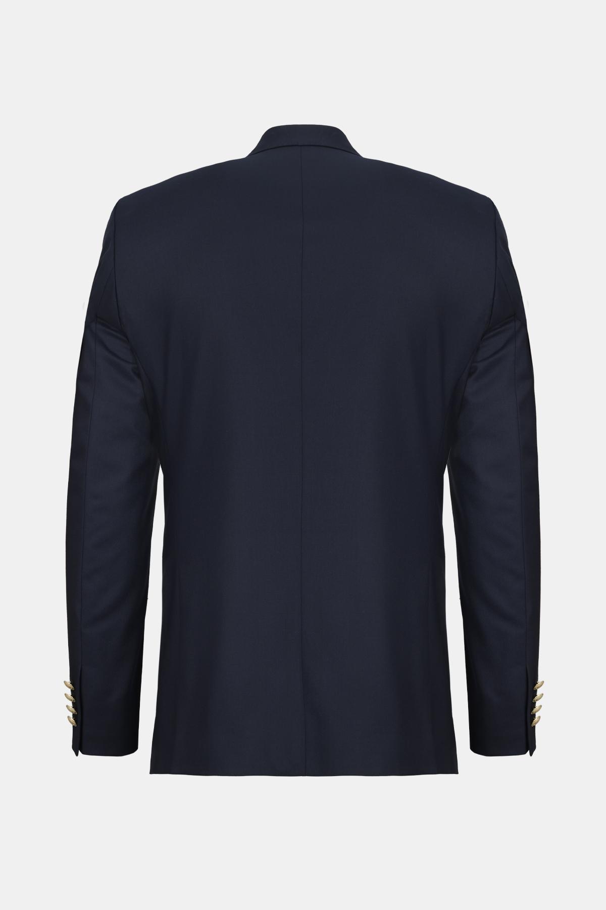 Erkek Lacivert Loro Piana 170's Kumaşıyla Üretilmiş Blazer Ceket