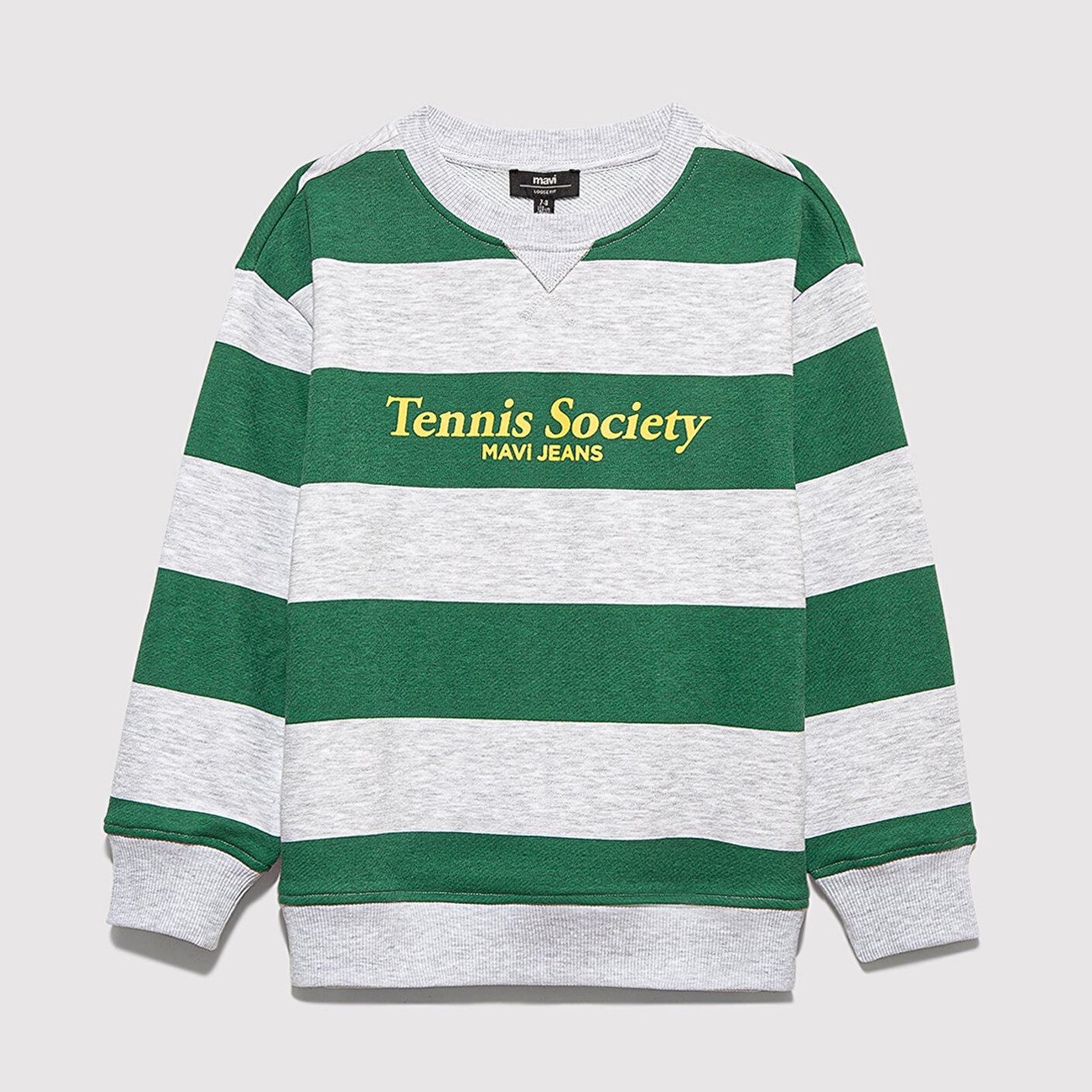 Mavi Tenis Society Baskılı Yeşil Sweatshirt 6S10170-71697