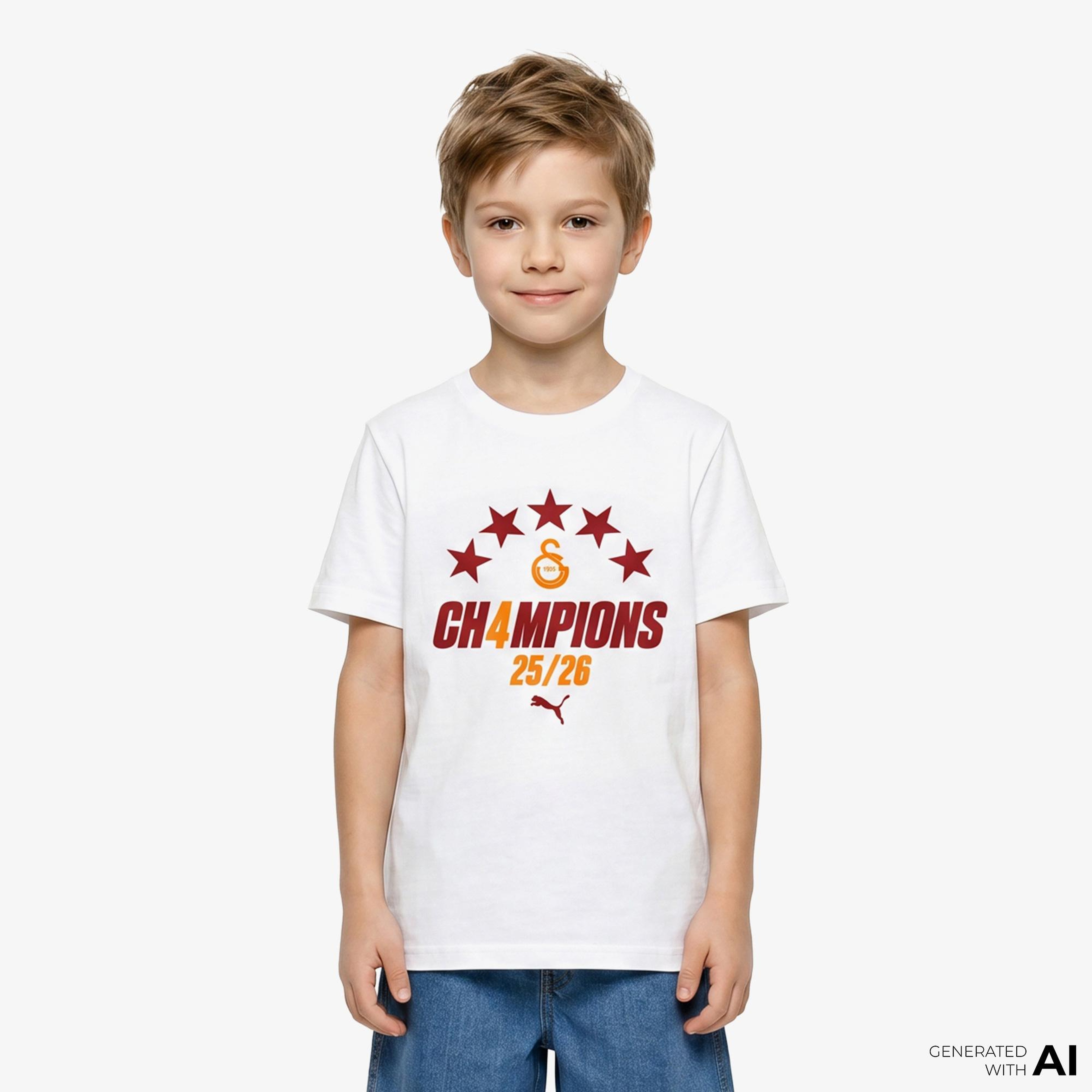 Nike Galatasaray 2025/2026 Sezon Şampiyonu Çocuk Beyaz T-Shirt