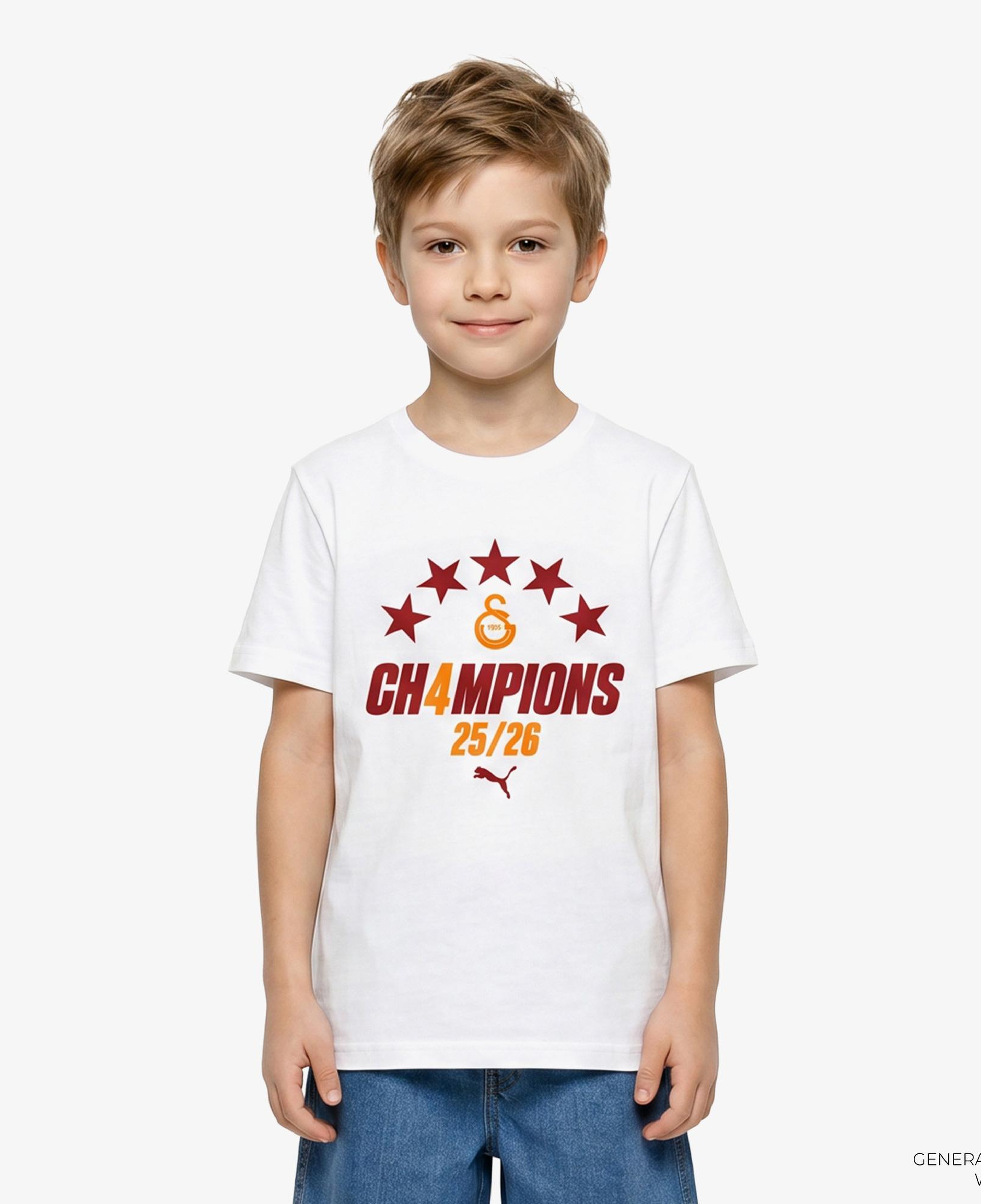 Nike Galatasaray 2025/2026 Sezon Şampiyonu Çocuk Beyaz T-Shirt