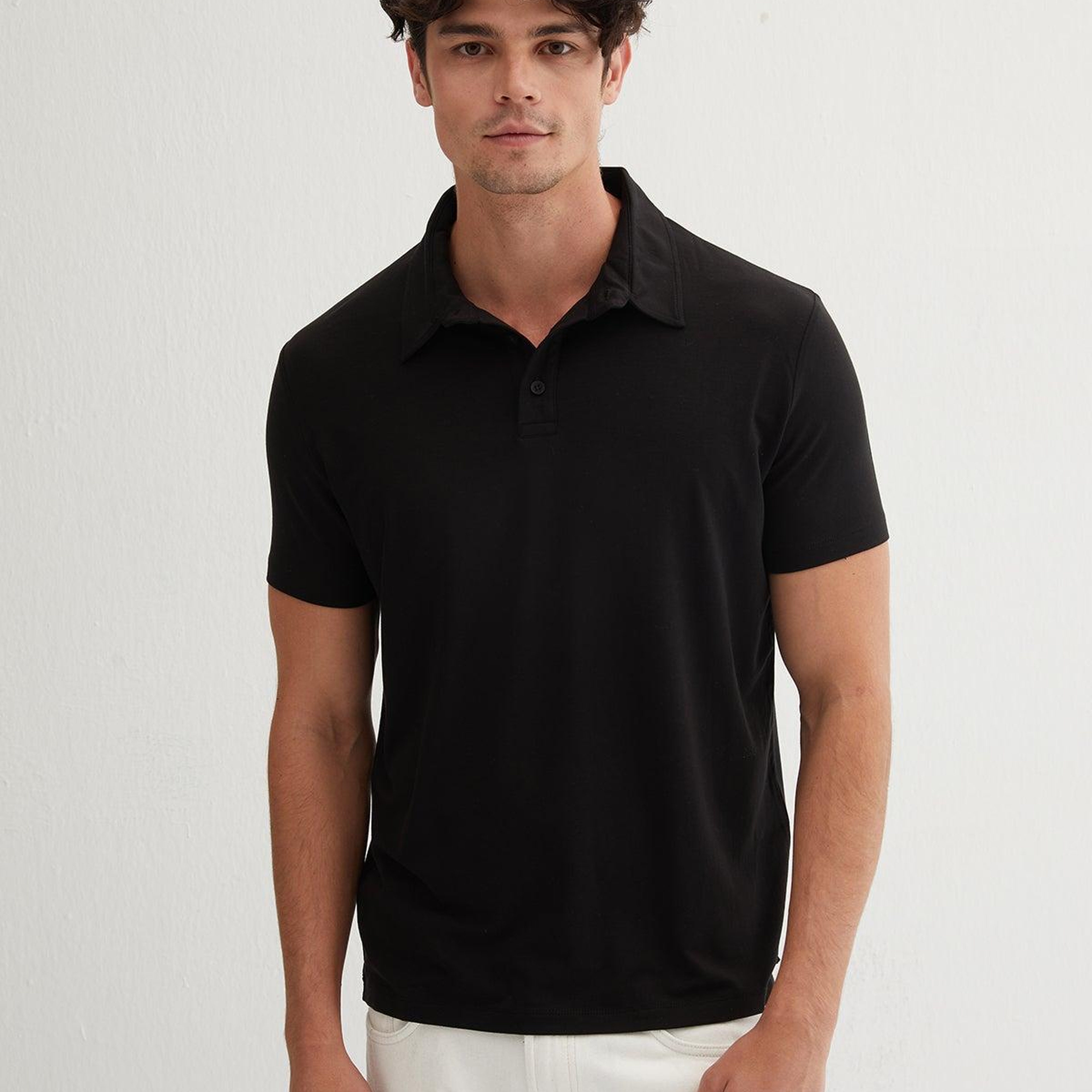Siyah Ultralight Polo Yaka Kısa Kollu Erkek Tişört