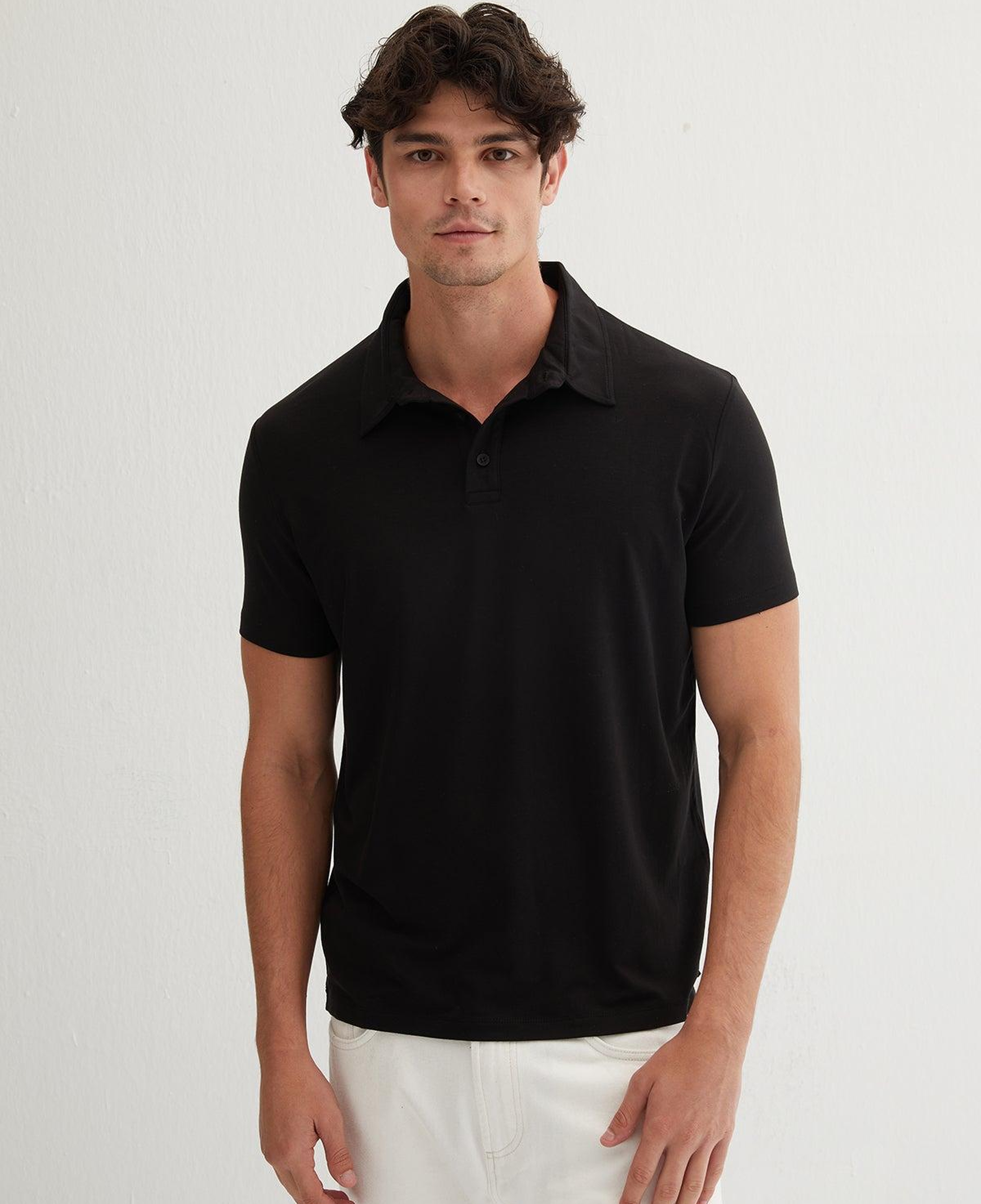 Siyah Ultralight Polo Yaka Kısa Kollu Erkek Tişört
