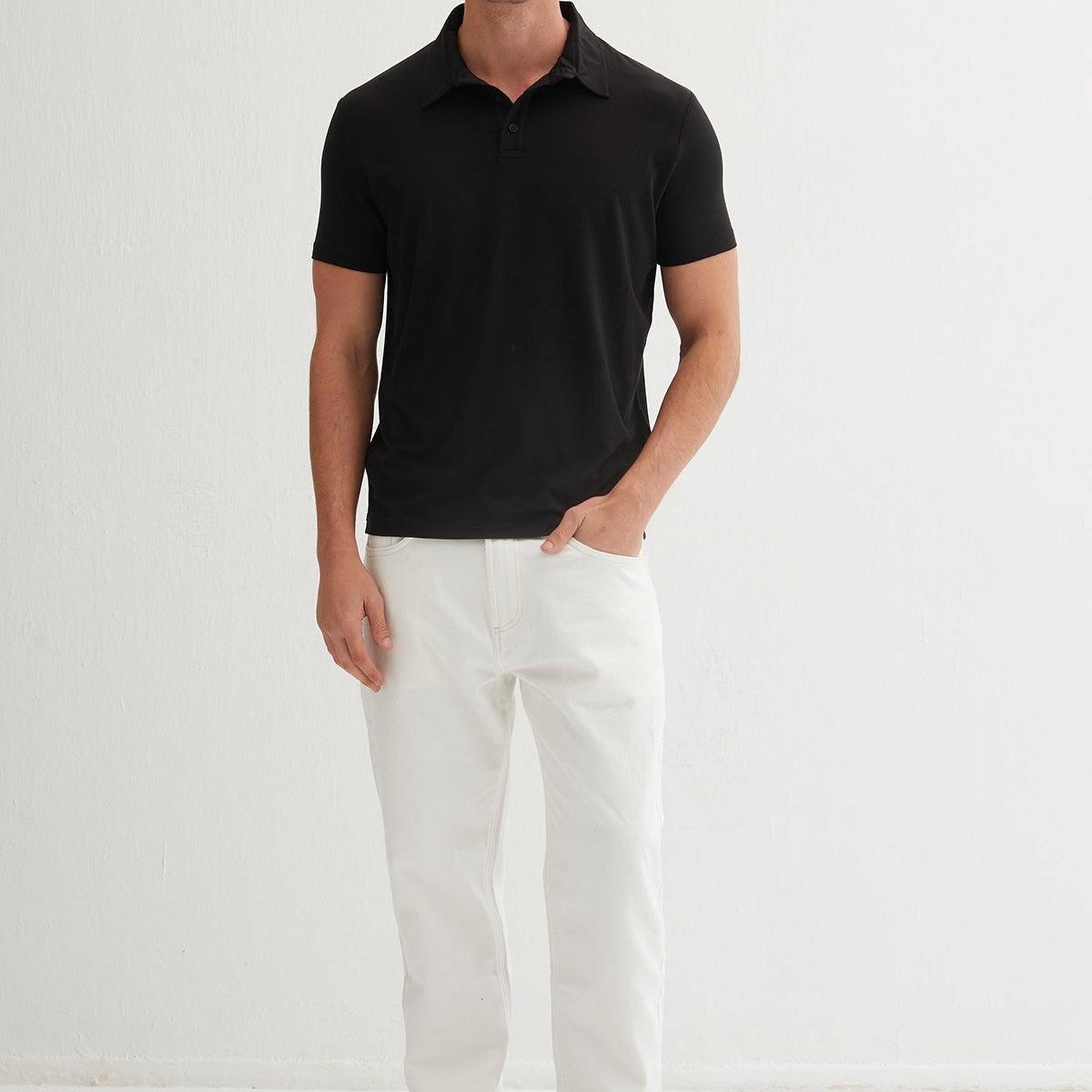 Siyah Ultralight Polo Yaka Kısa Kollu Erkek Tişört