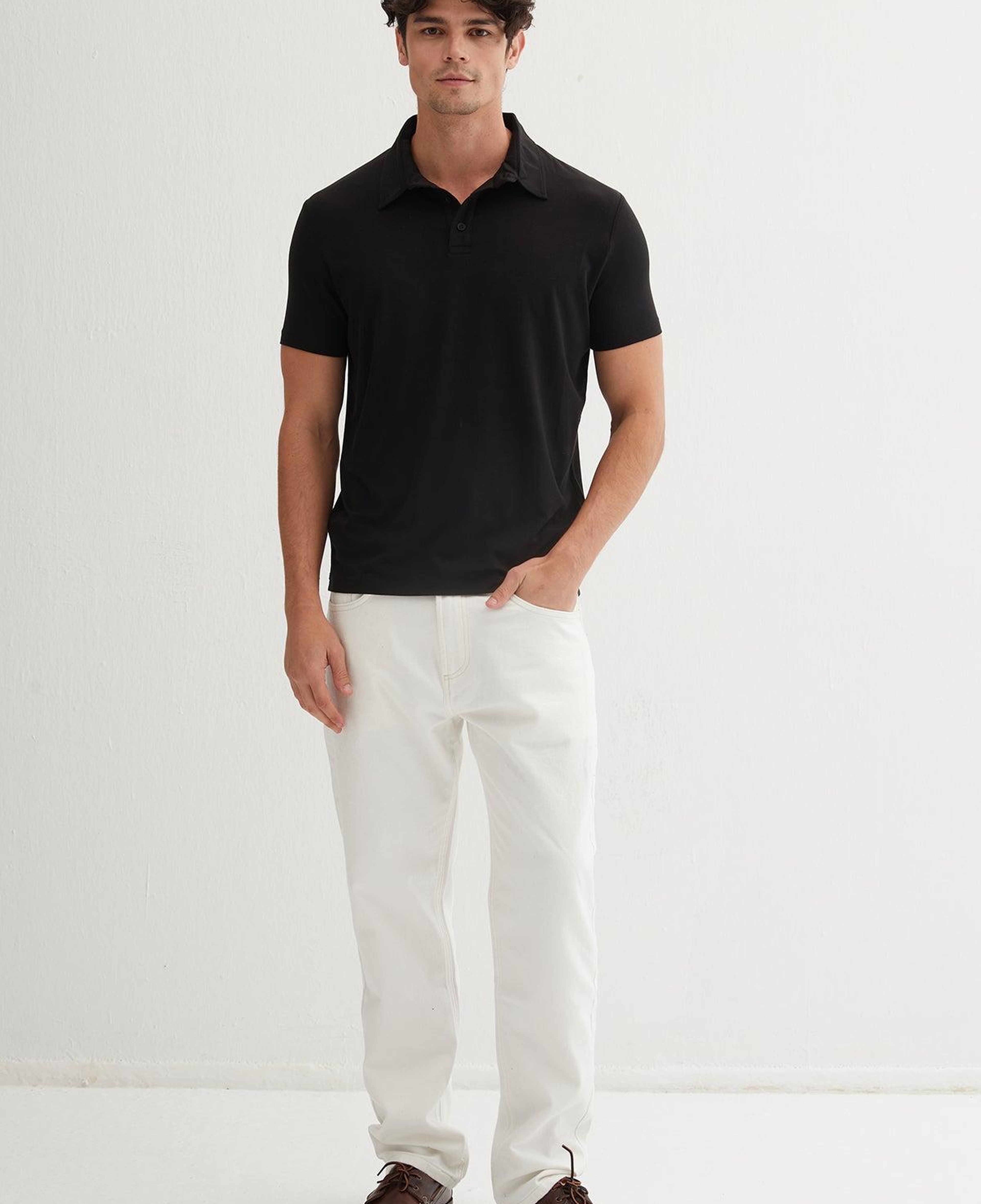 Siyah Ultralight Polo Yaka Kısa Kollu Erkek Tişört