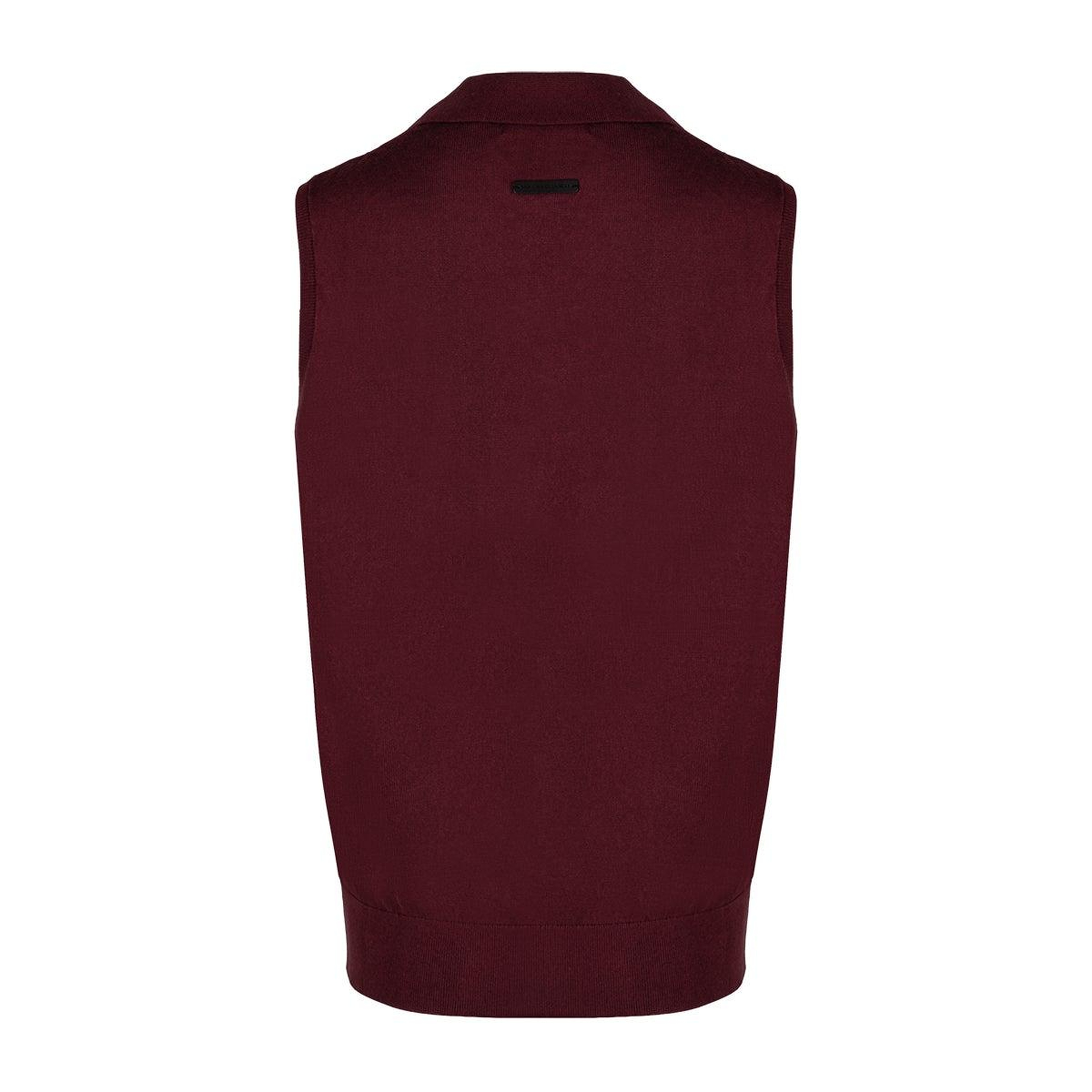 Bordo Chloe İpek Kaşmir Kolsuz Triko Polo