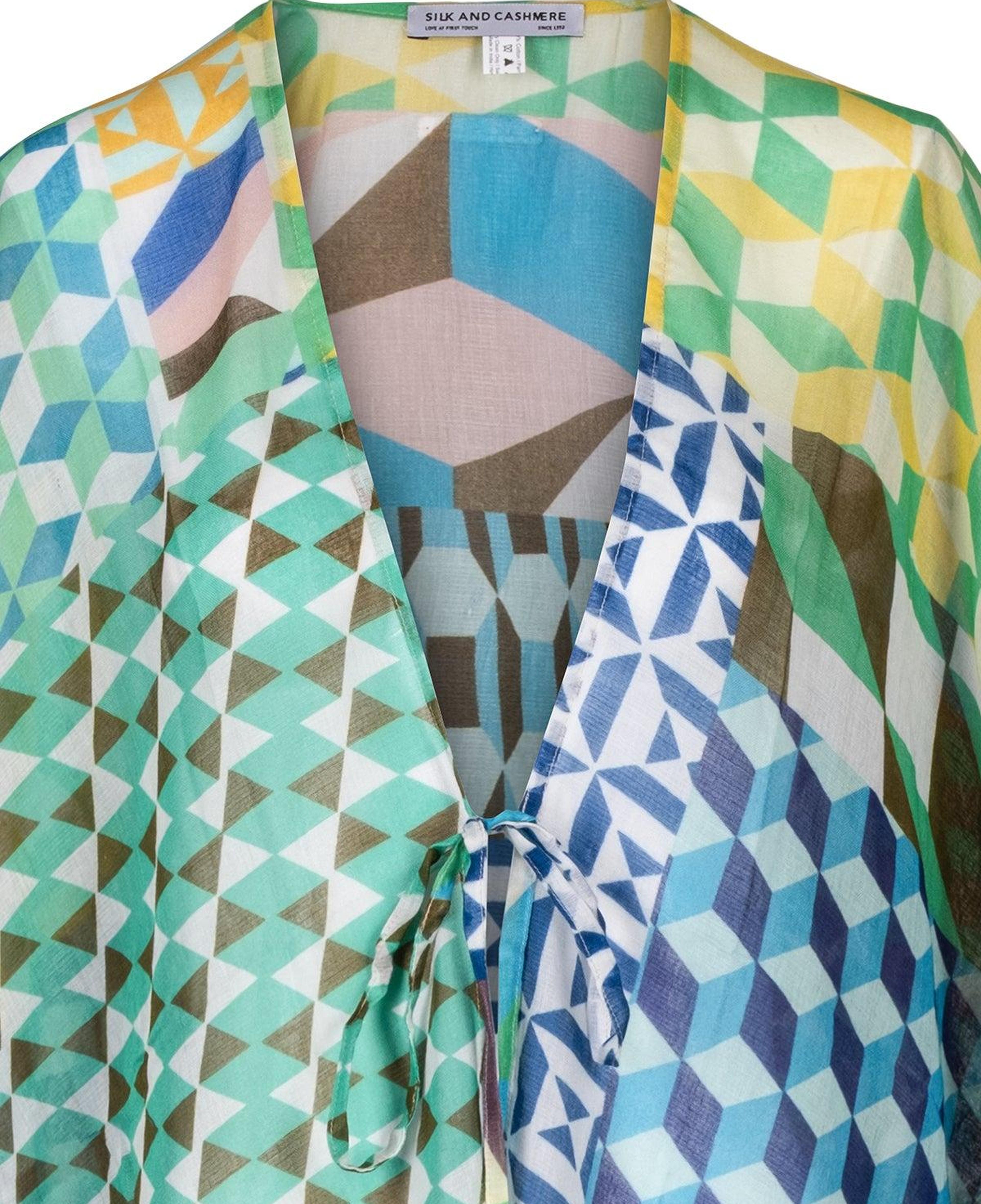 Yeşil Isla İpekli Baskılı Kimono