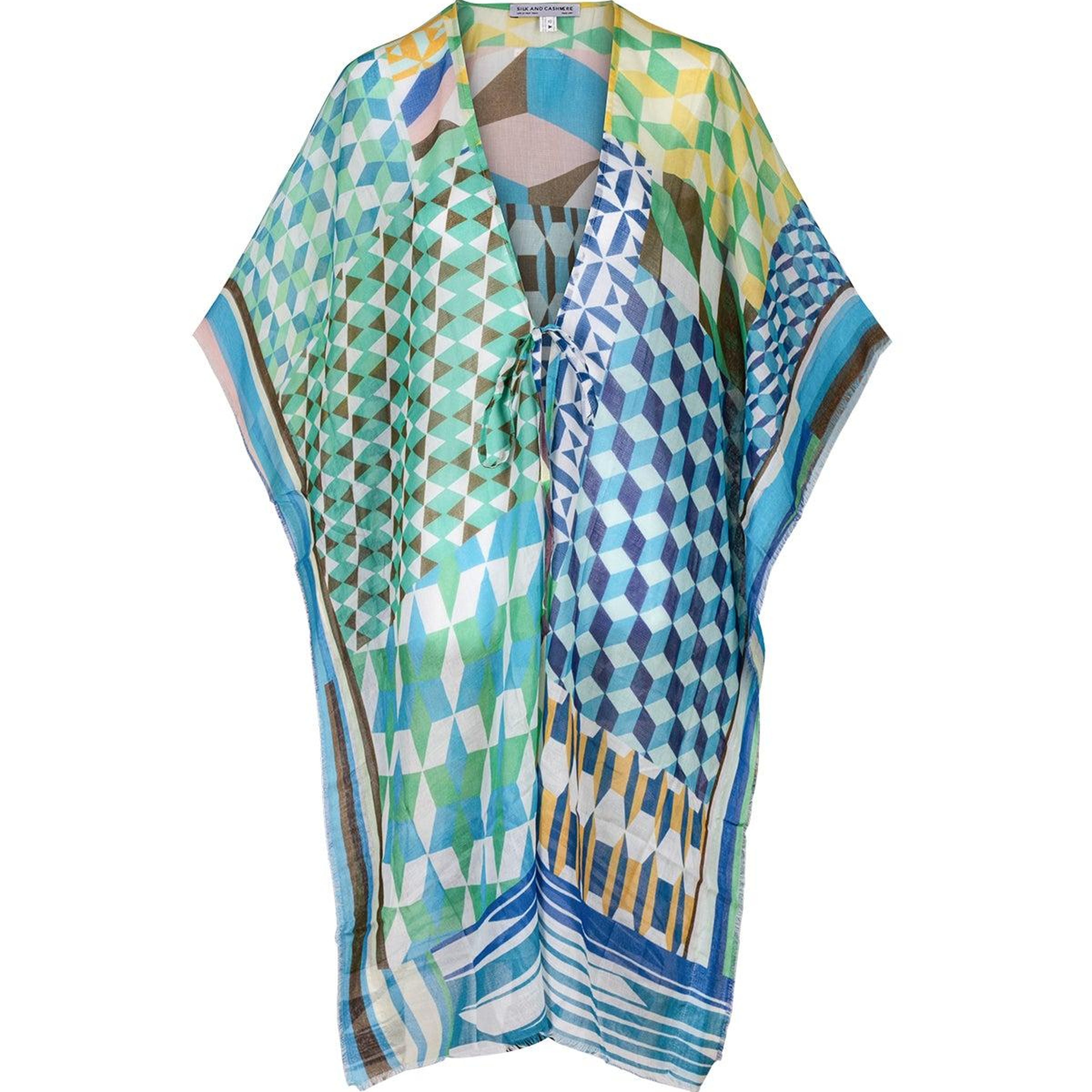Yeşil Isla İpekli Baskılı Kimono