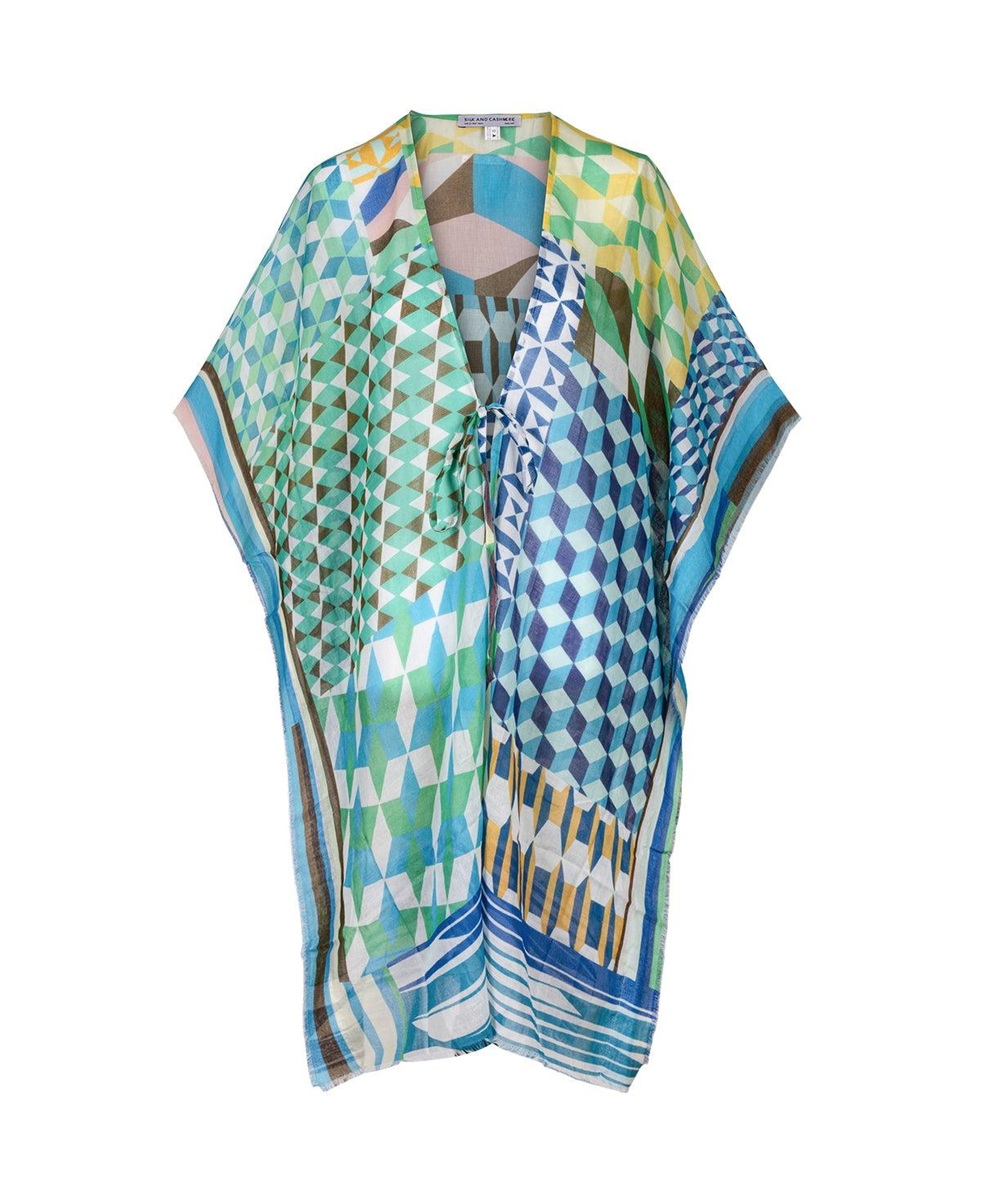 Yeşil Isla İpekli Baskılı Kimono