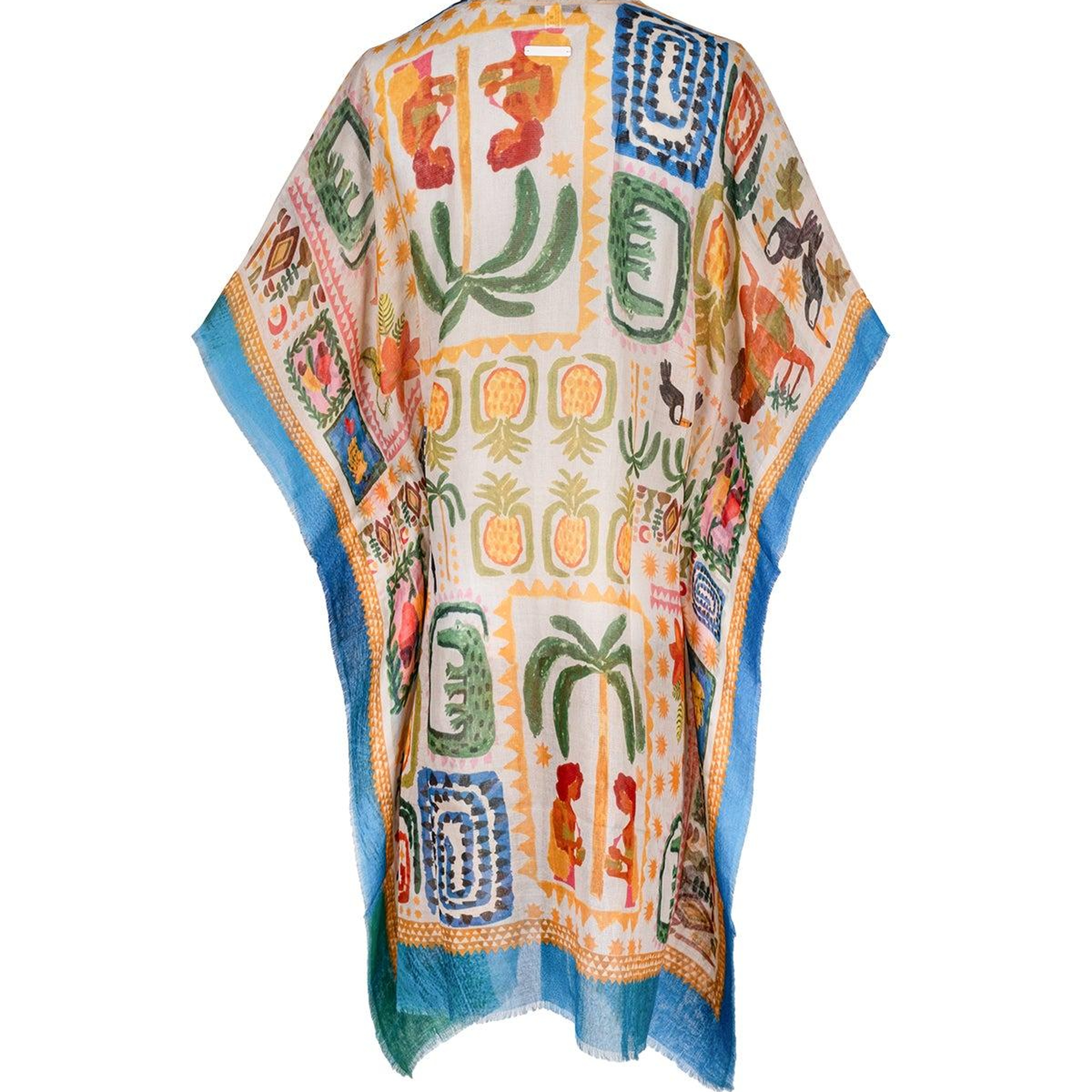 Sarı Isla İpekli Baskılı Kimono