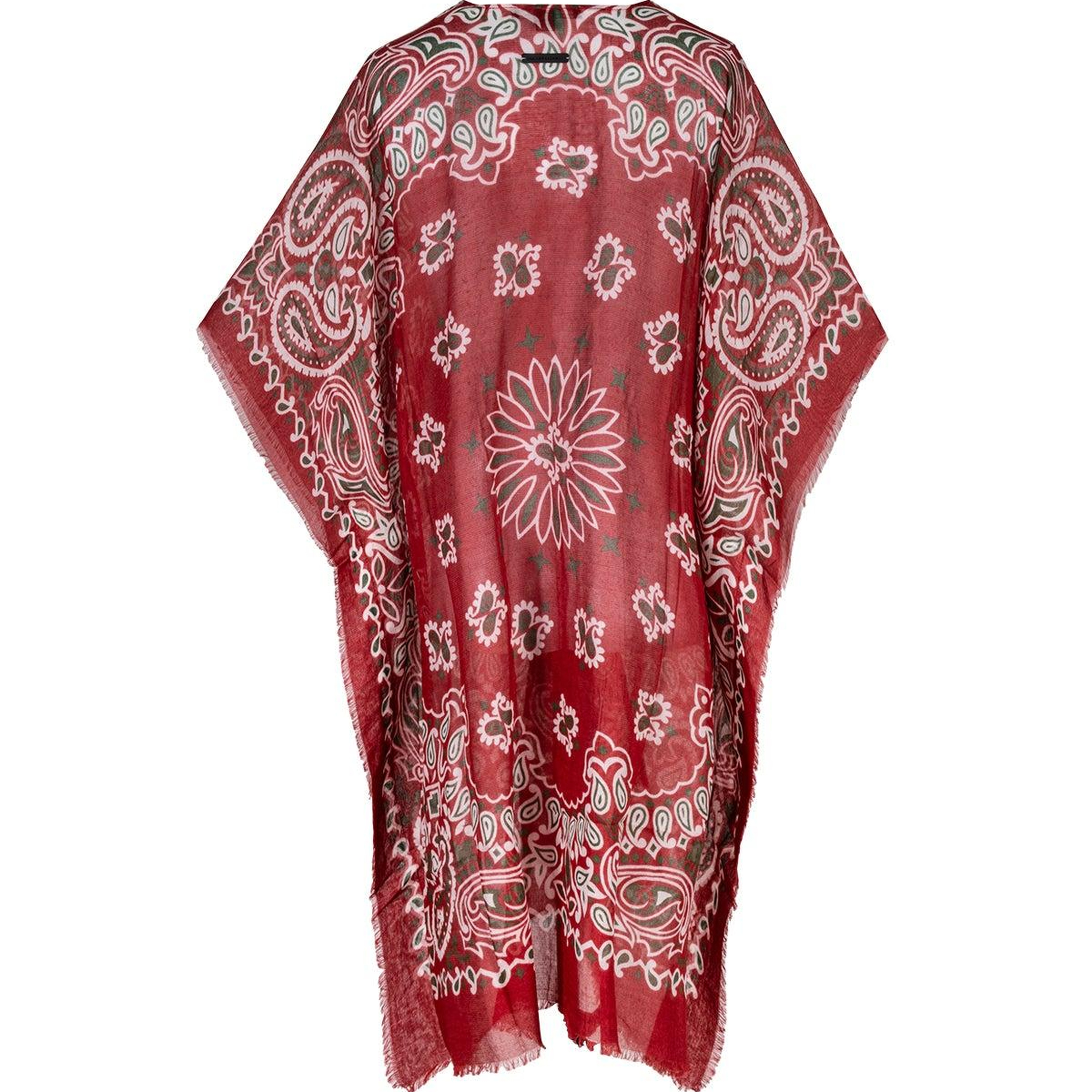 Kırmızı Isla İpekli Baskılı Kimono