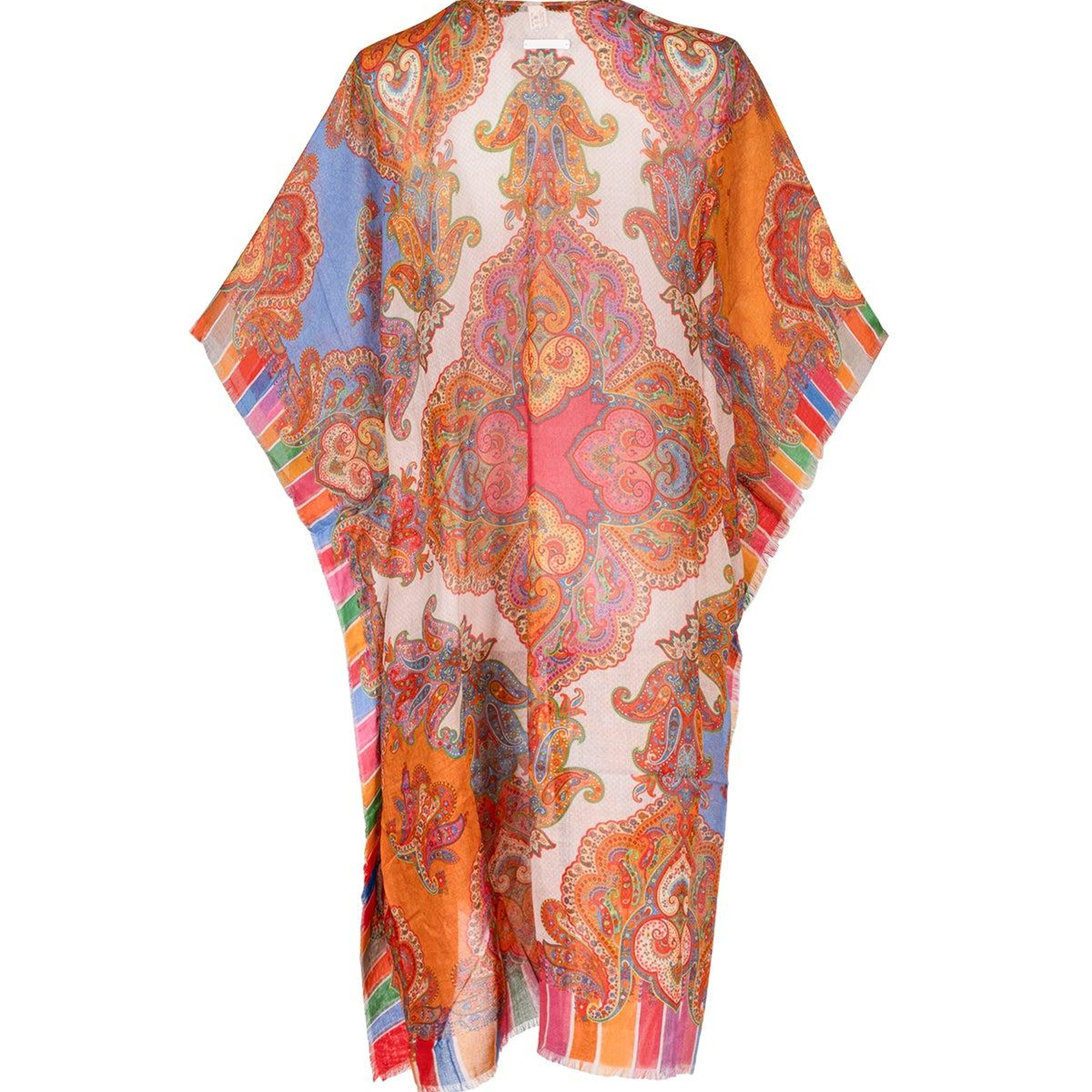 Mavi Isla İpekli Baskılı Kimono