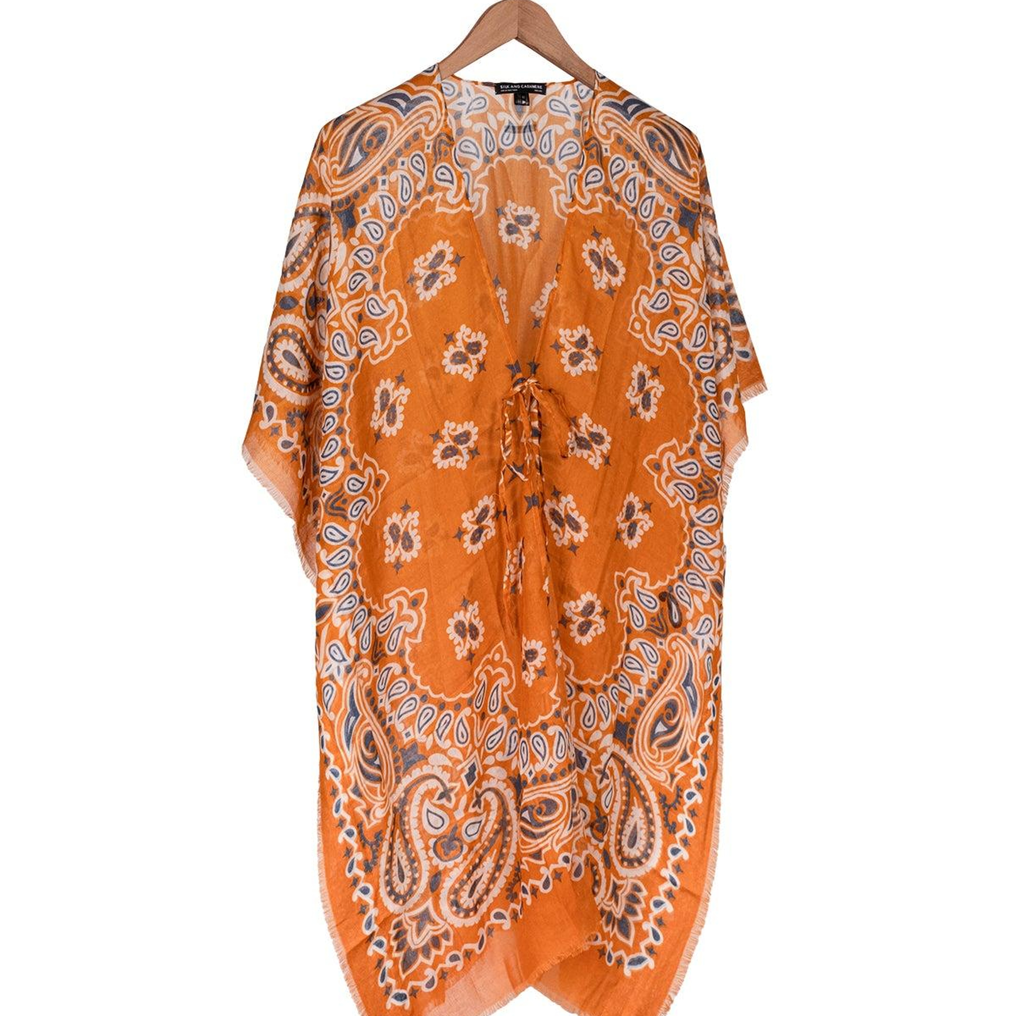 Bej Isla İpekli Baskılı Kimono