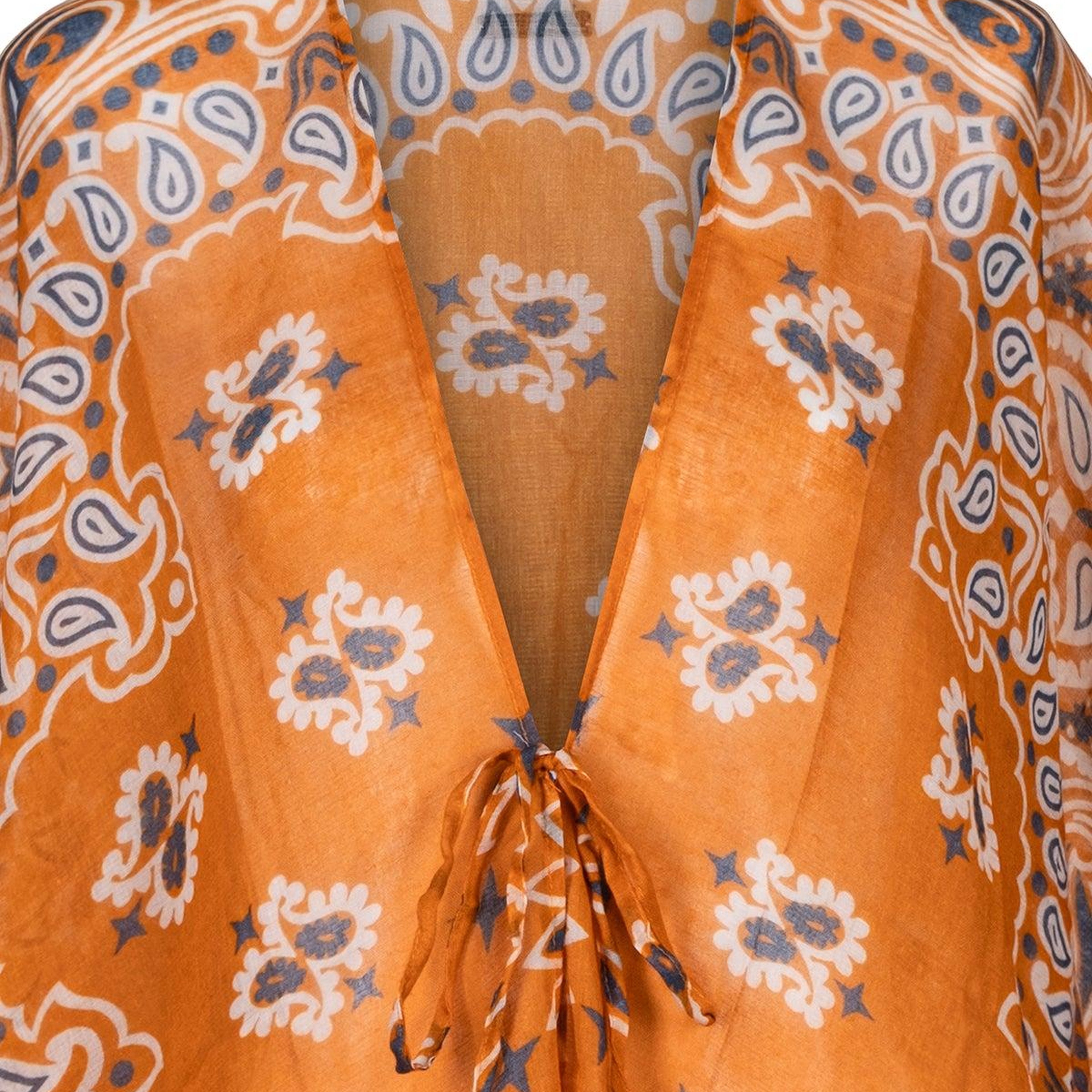 Bej Isla İpekli Baskılı Kimono