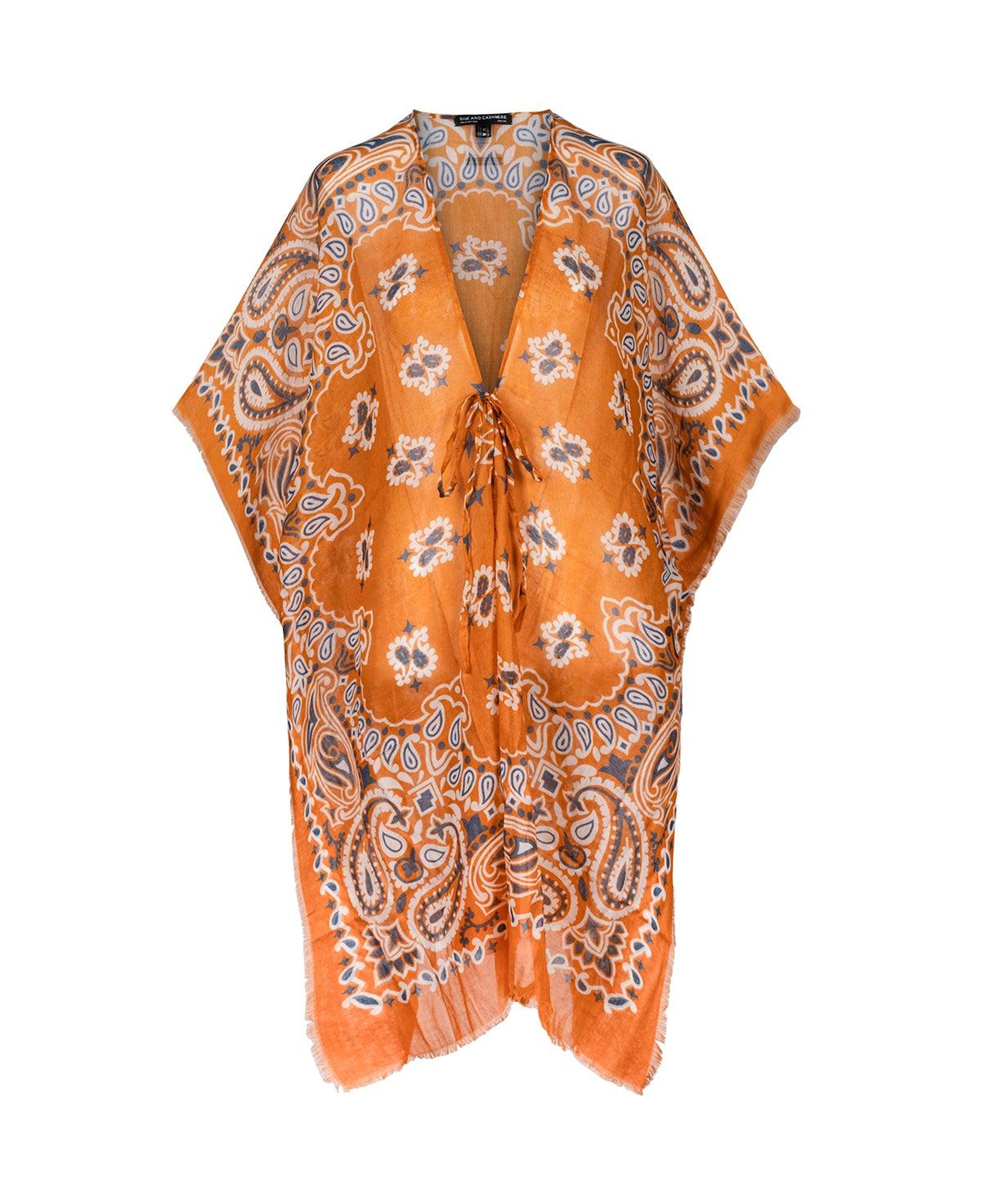 Bej Isla İpekli Baskılı Kimono
