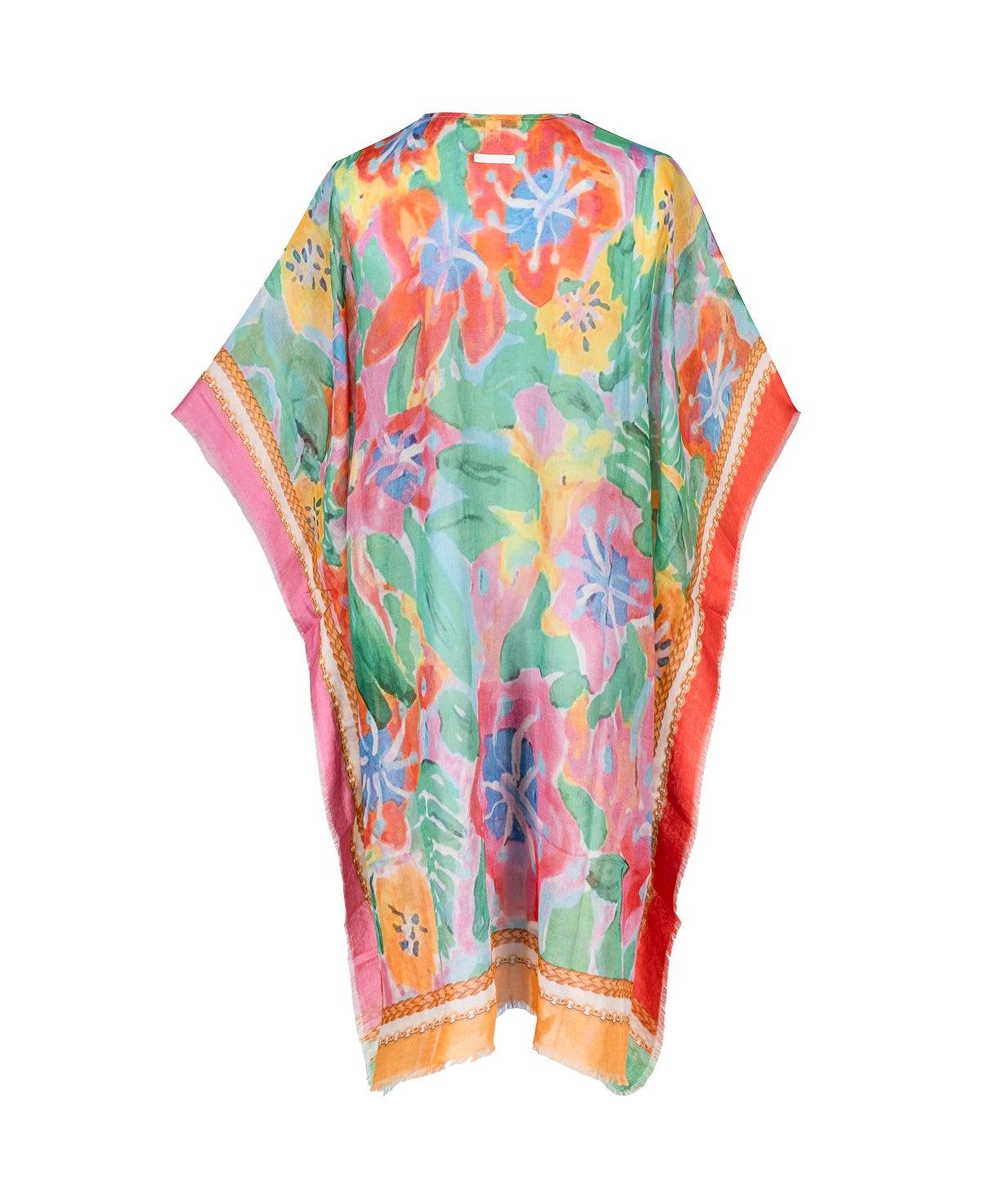 Renkli Isla İpekli Baskılı Kimono