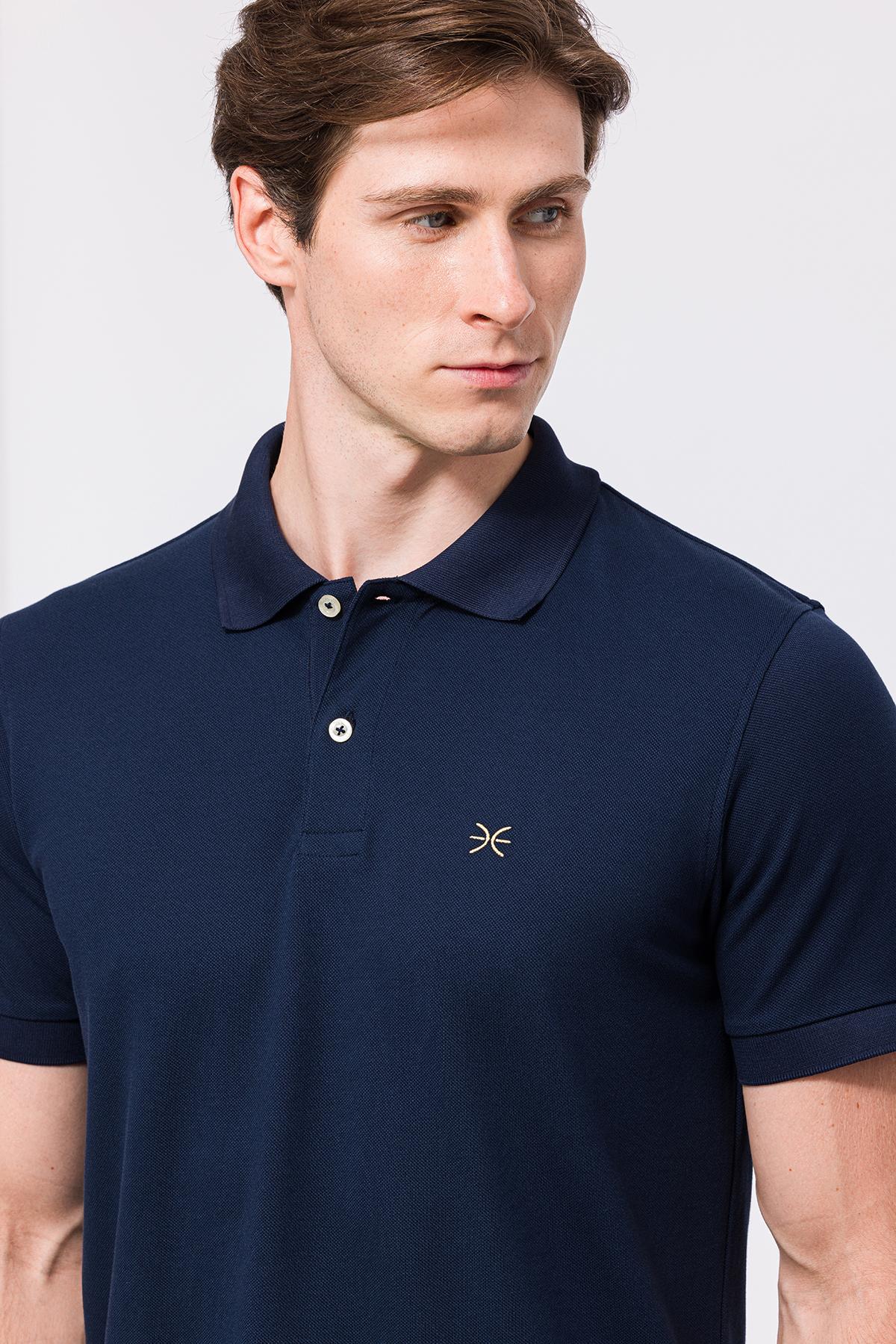 Erkek Lacivert Kısa Kollu Polo Yaka T-Shirt