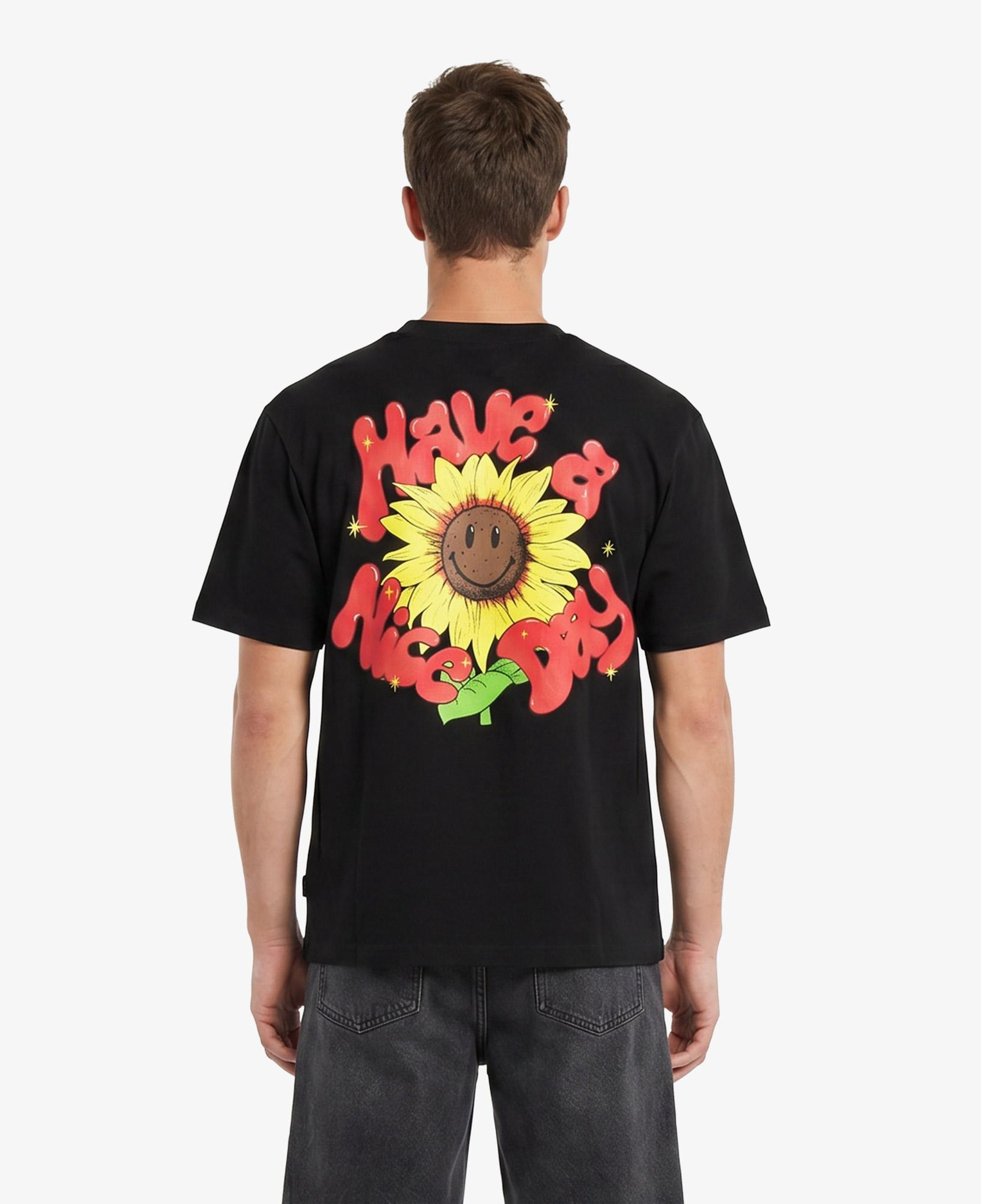Market Smiley Sunflower Erkek Siyah T-Shirt