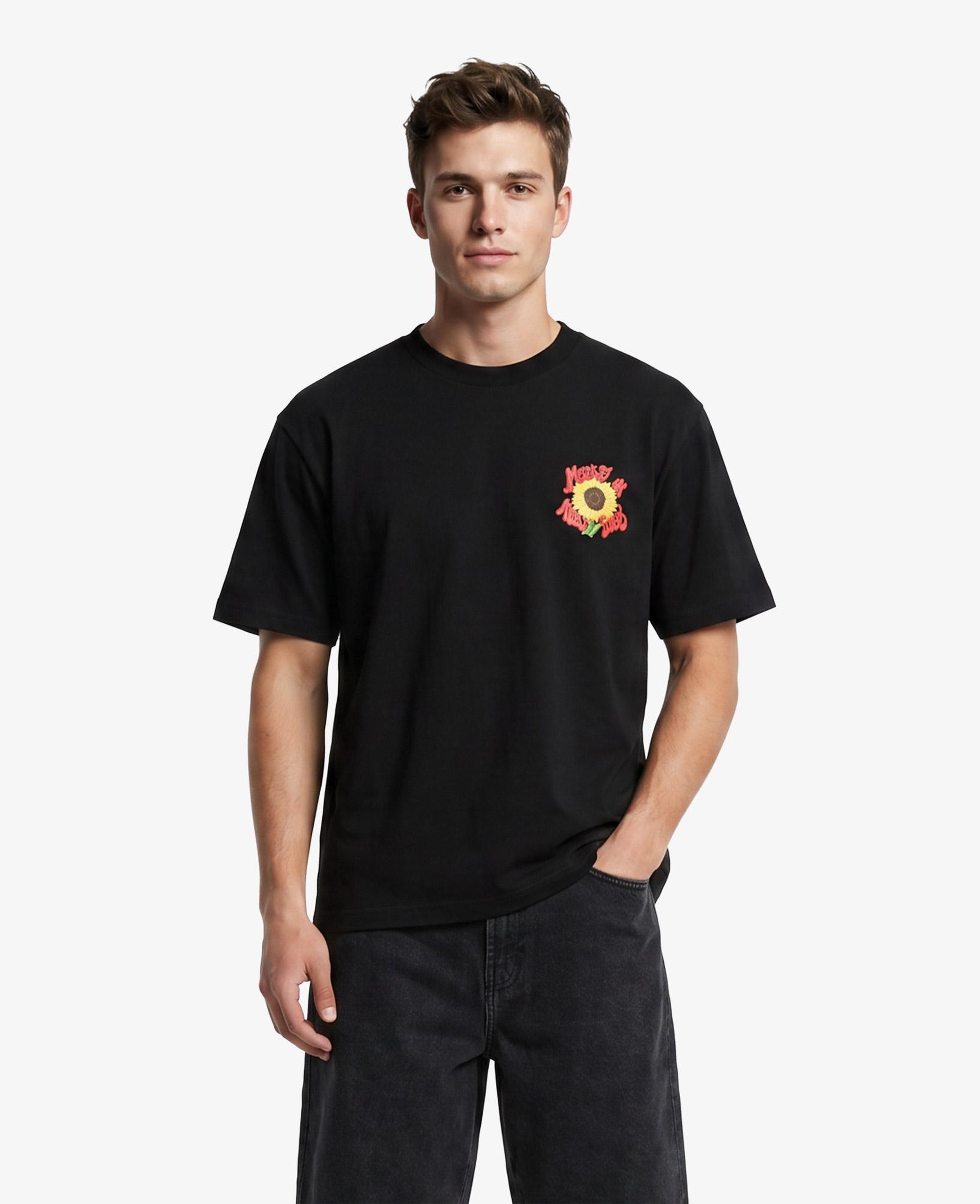 Market Smiley Sunflower Erkek Siyah T-Shirt