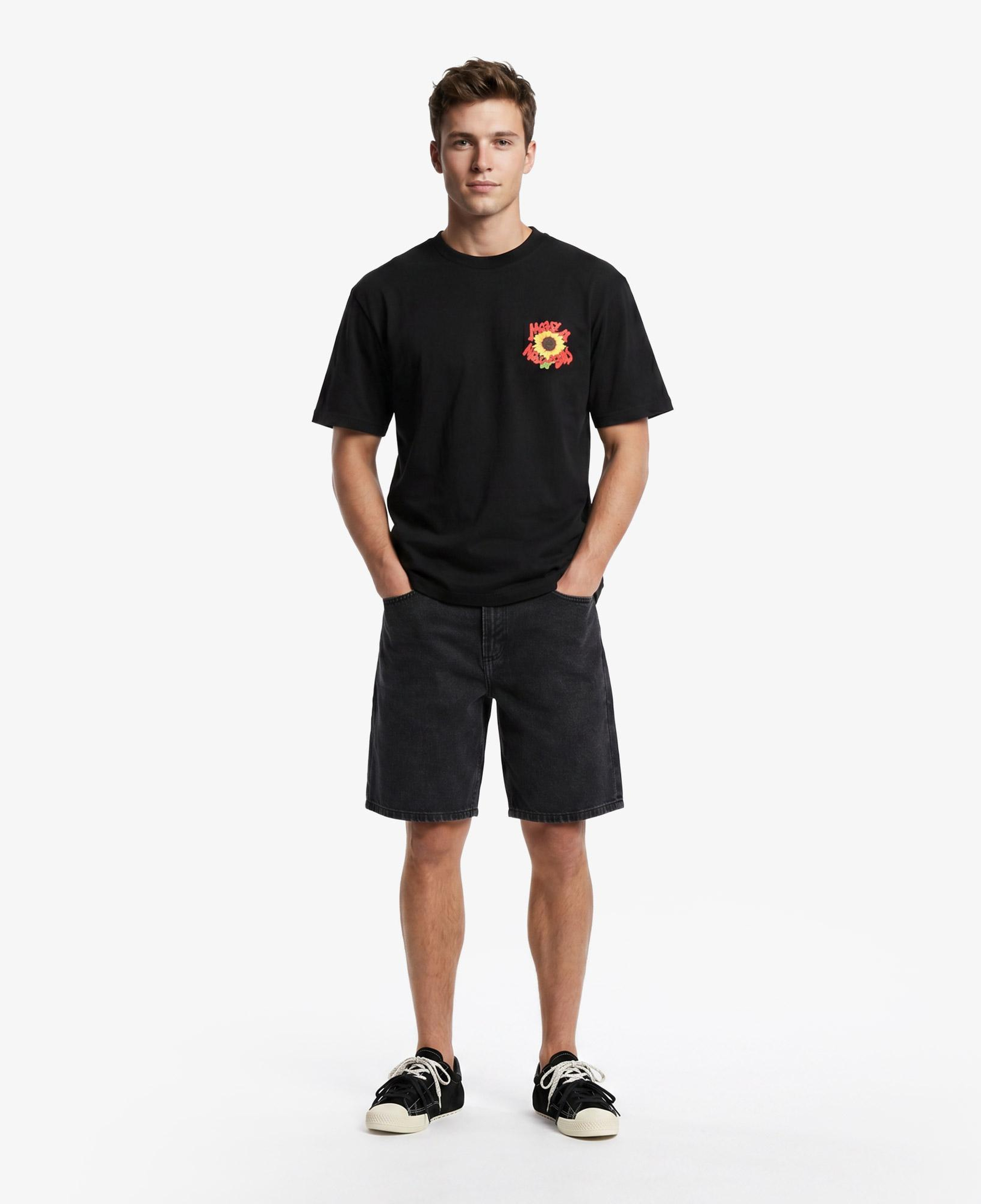 Market Smiley Sunflower Erkek Siyah T-Shirt