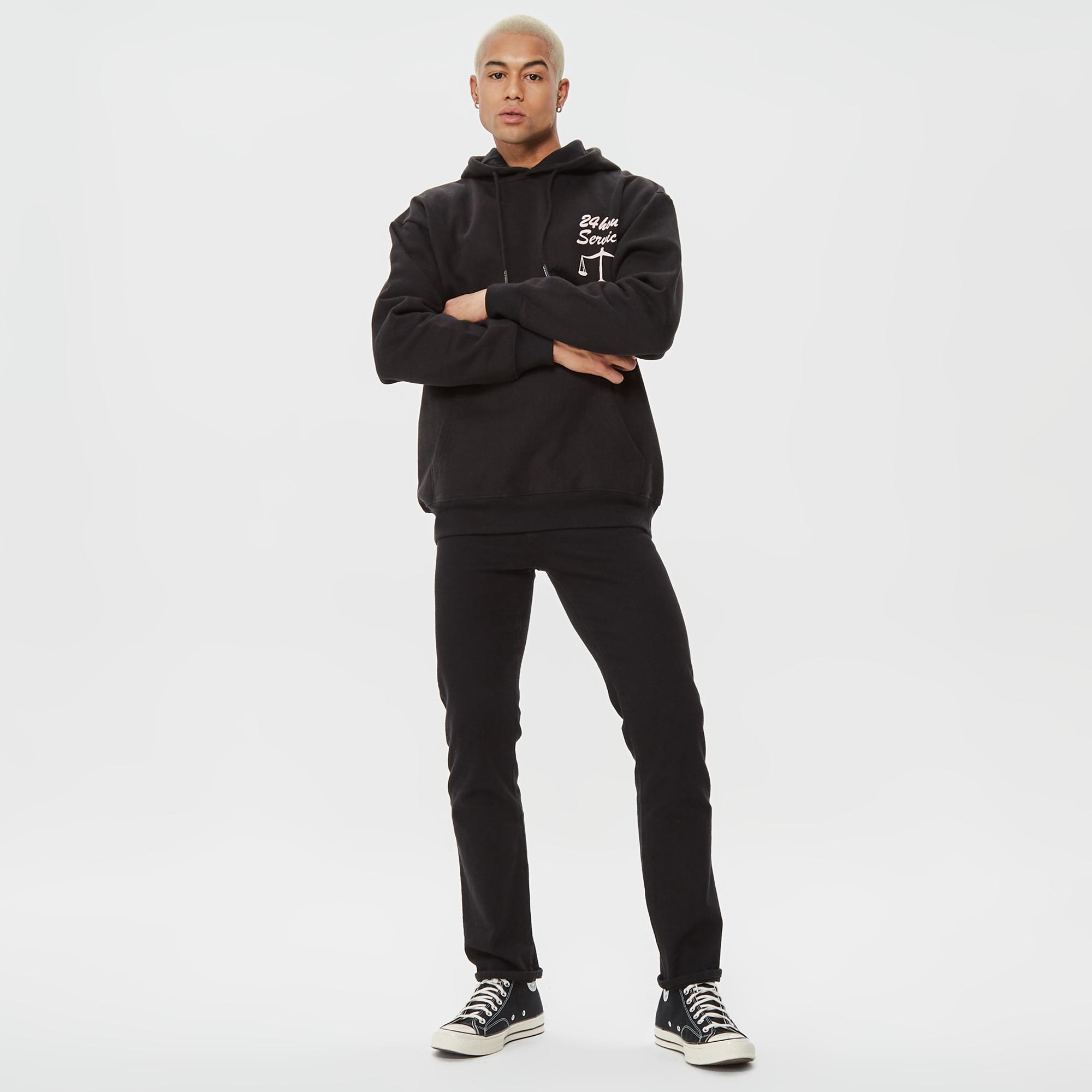 Market 24 Hr Lawyer Service Erkek Siyah Hoodie