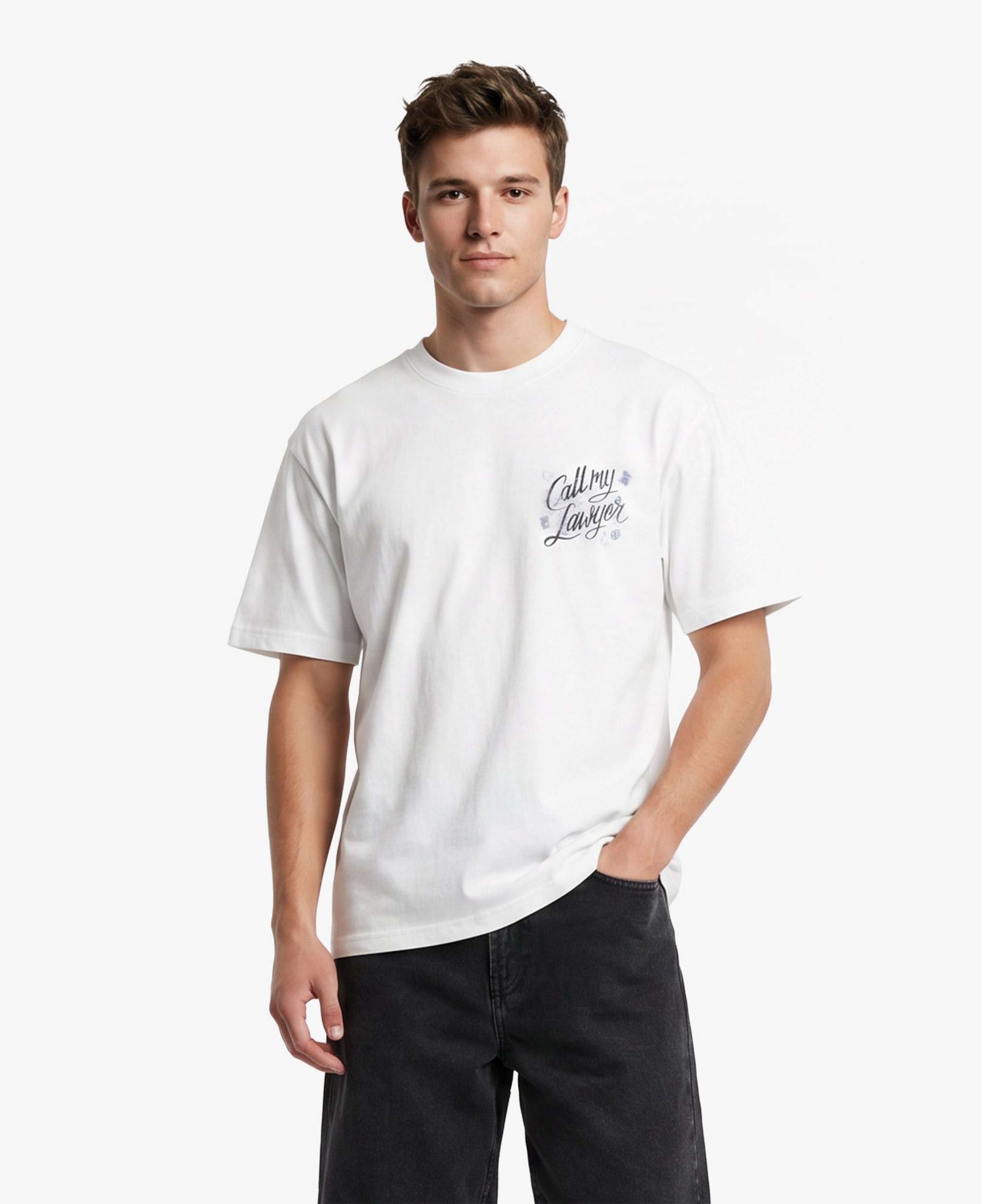 Market Airbrush Call My Lawyer Erkek Beyaz T-Shirt