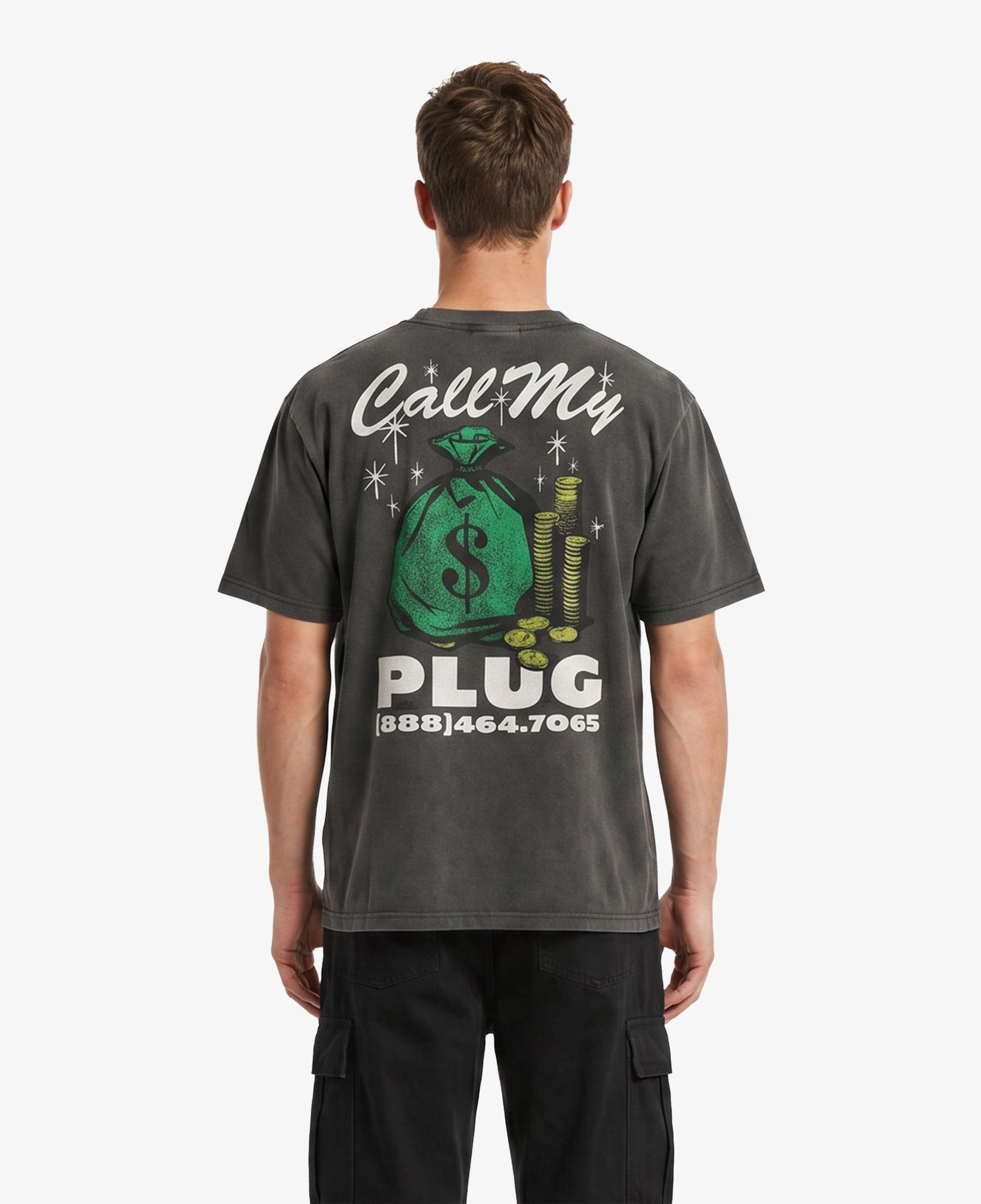 Market Call My Plug Erkek Siyah T-Shirt