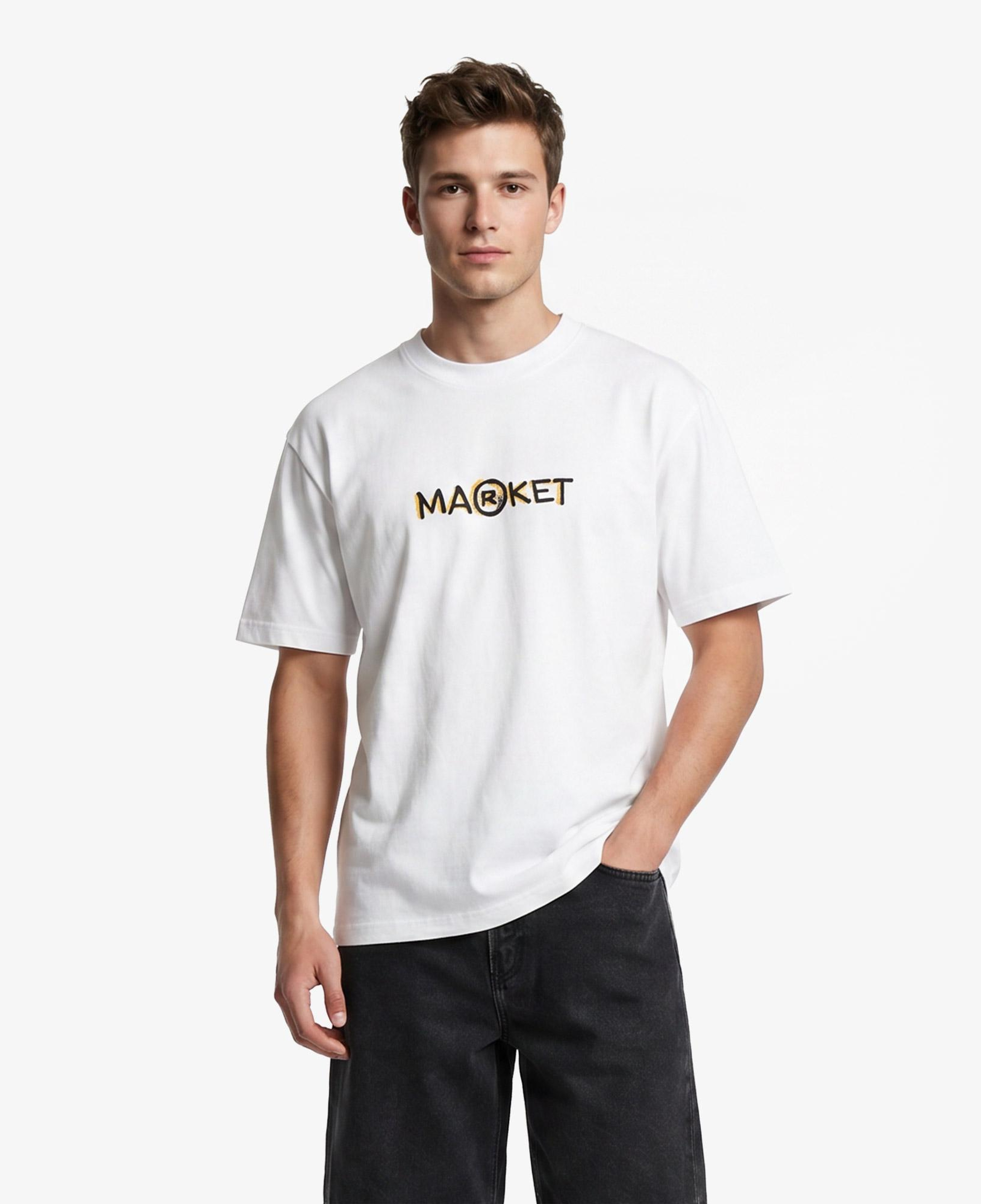 Market Smiley Doodle Erkek Beyaz T-Shirt