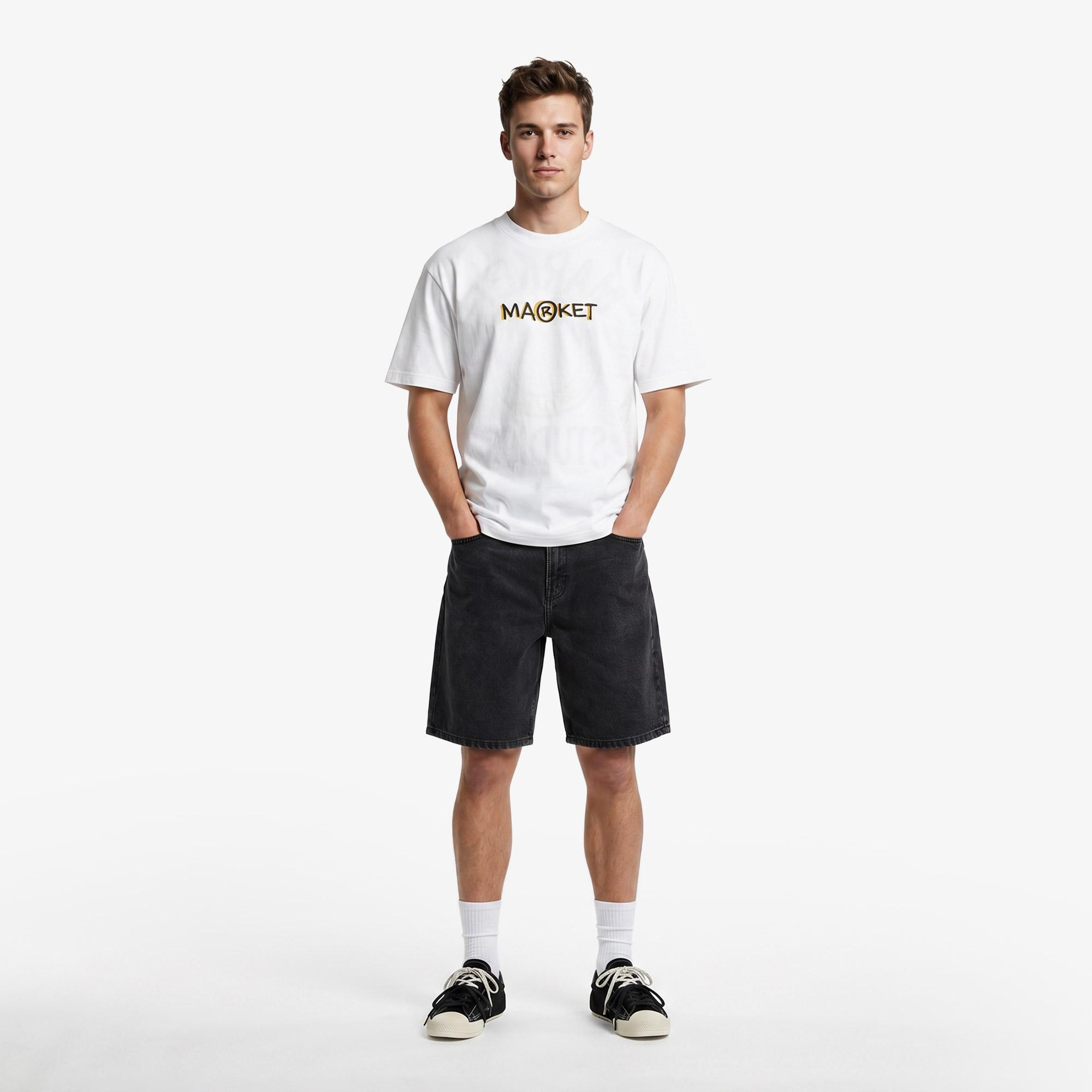 Market Smiley Doodle Erkek Beyaz T-Shirt
