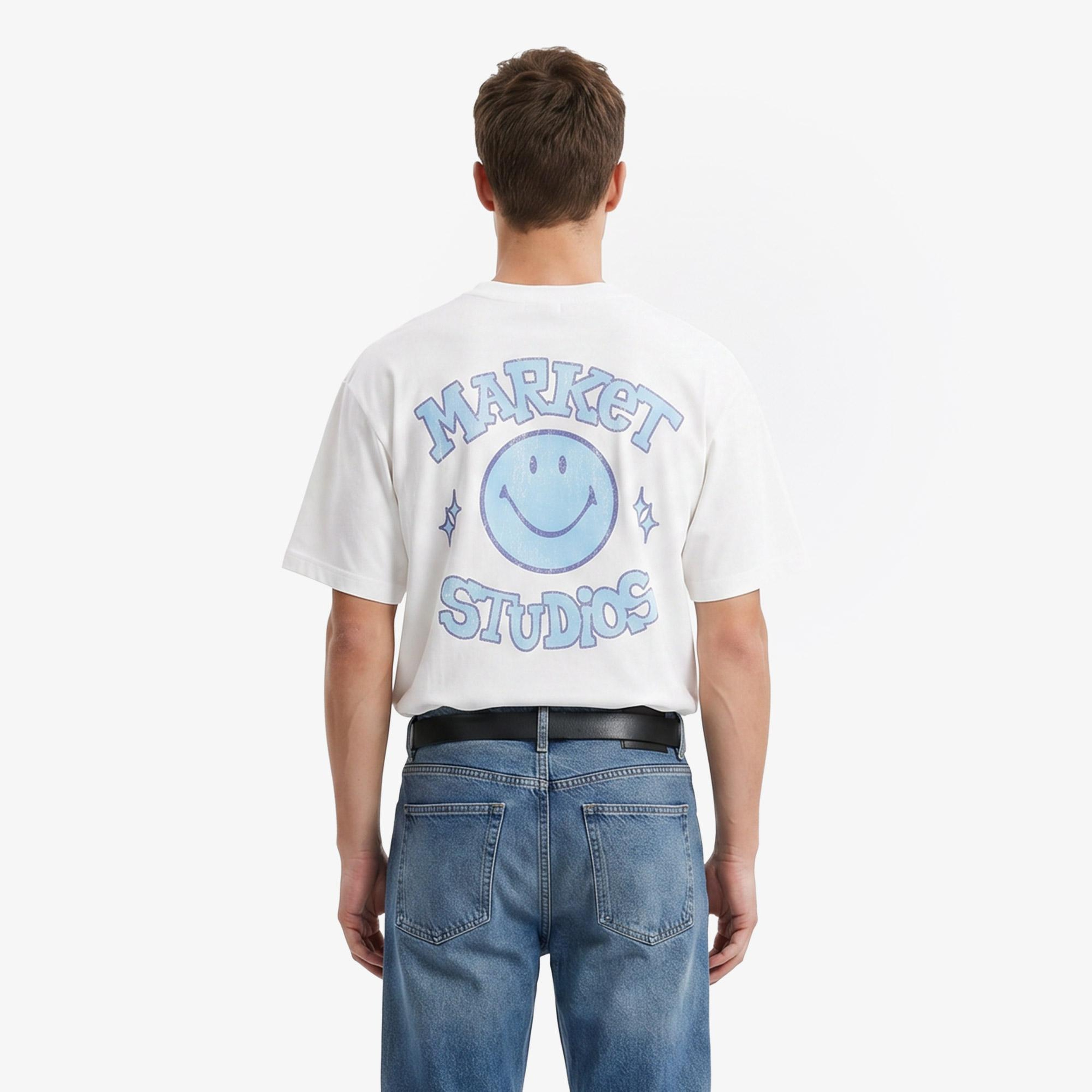 Market Smiley Old School Erkek Beyaz T-Shirt