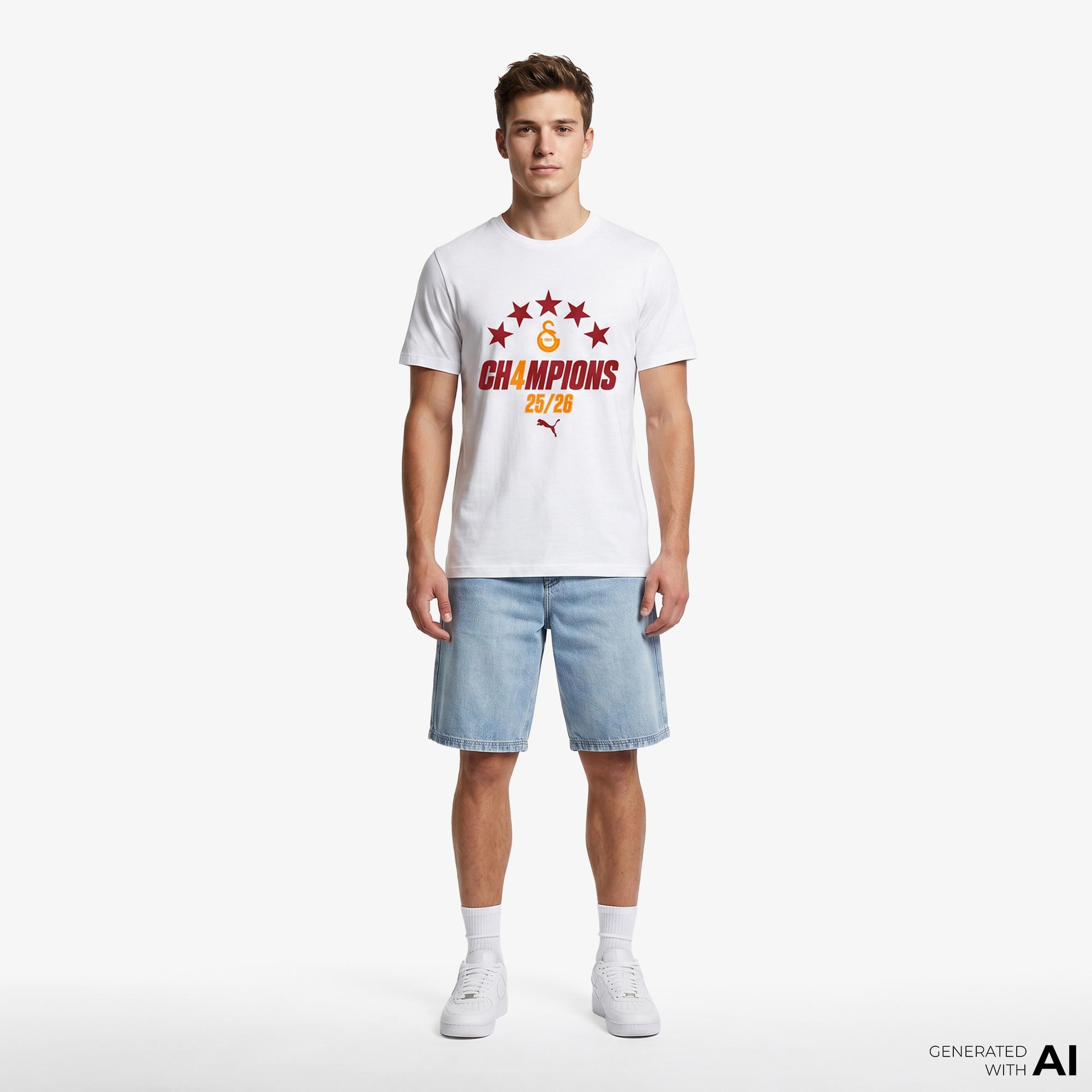 Nike Galatasaray 2025/2026 Sezon Şampiyonu Erkek Beyaz T-Shirt